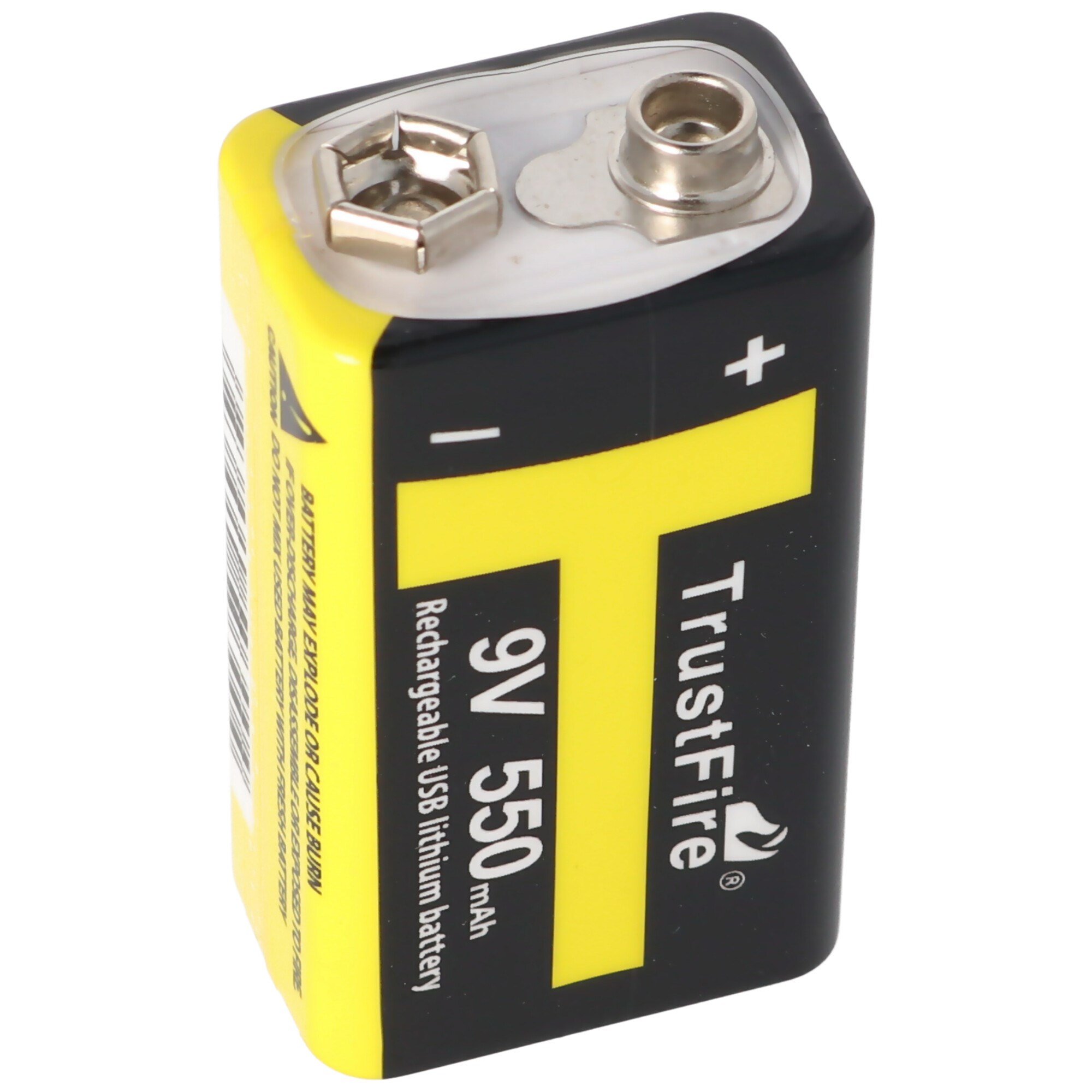 Trustfire 9V-Blok 6LR61 6F22 550mAh BMS, USB şarj fonksiyonu ile korunmaktadır