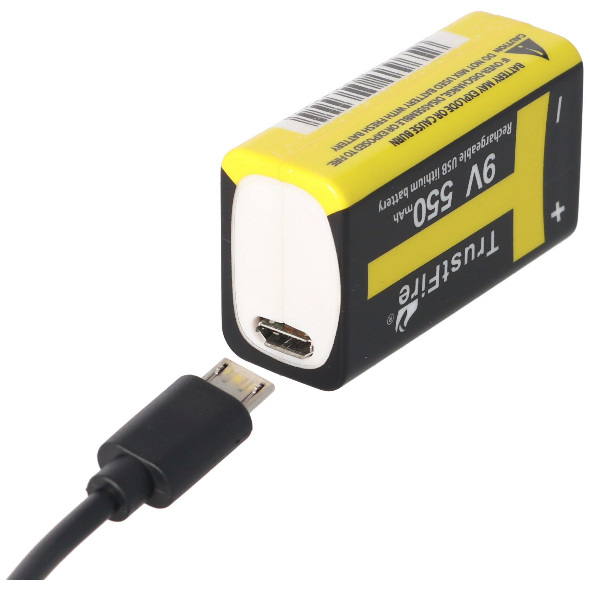 Trustfire 9V-Blok 6LR61 6F22 550mAh BMS, USB şarj fonksiyonu ile korunmaktadır