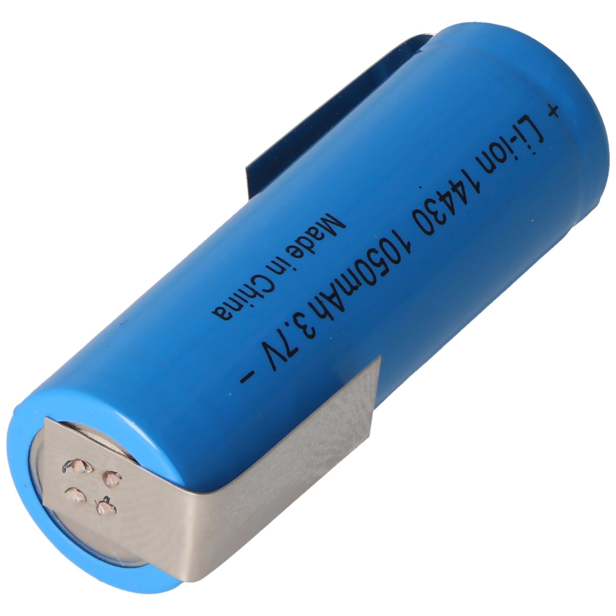 U-şekilli lehim pabuçlarına sahip Li-ion pil 14430 1050mAh 3,6V - 3,7V koruyucu elektroniksiz lityum iyon pil