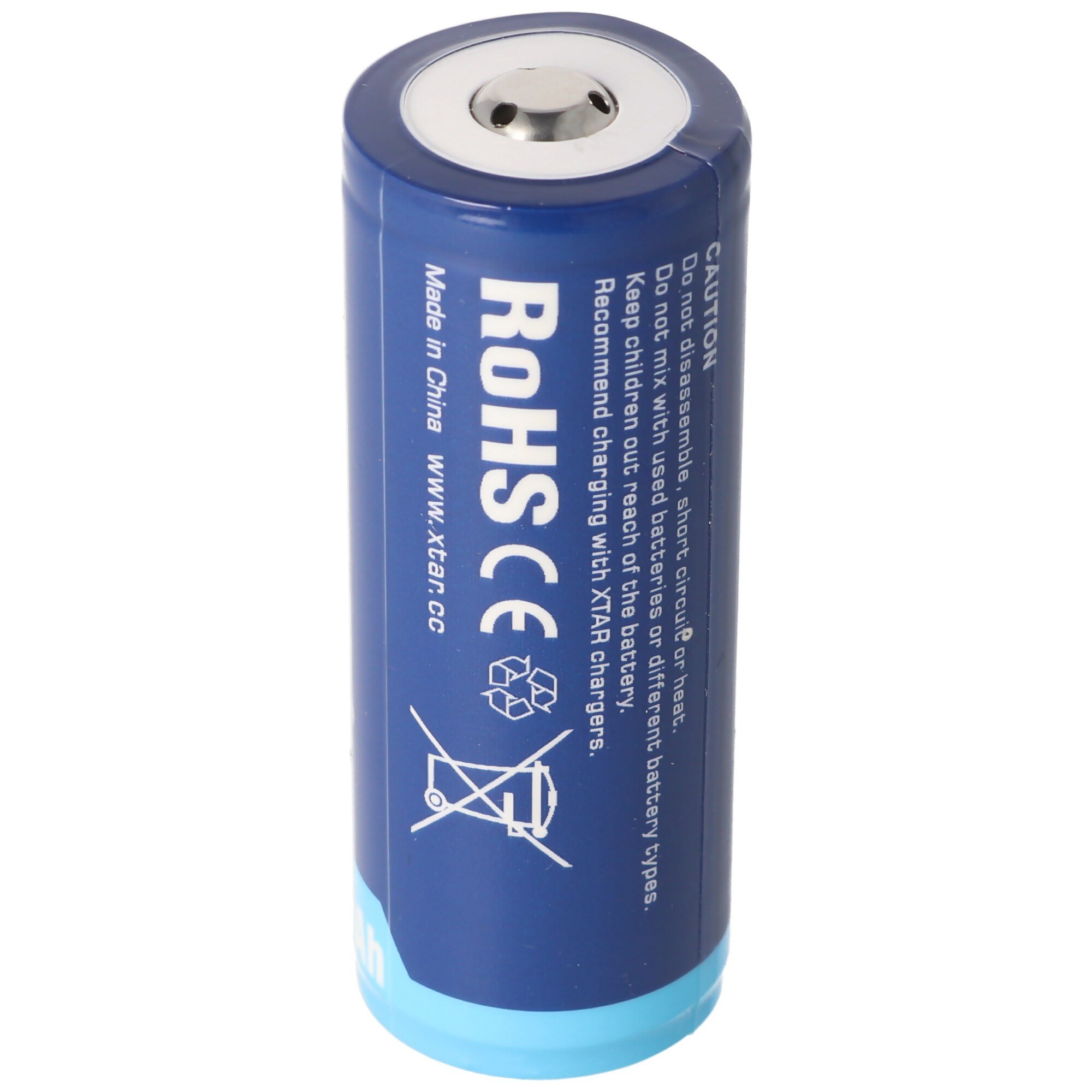 XTAR 26650 - 5200mAh, 3.6V - 3.7V Li-Ion pil, PCB korumalı, 26.5x68.2mm