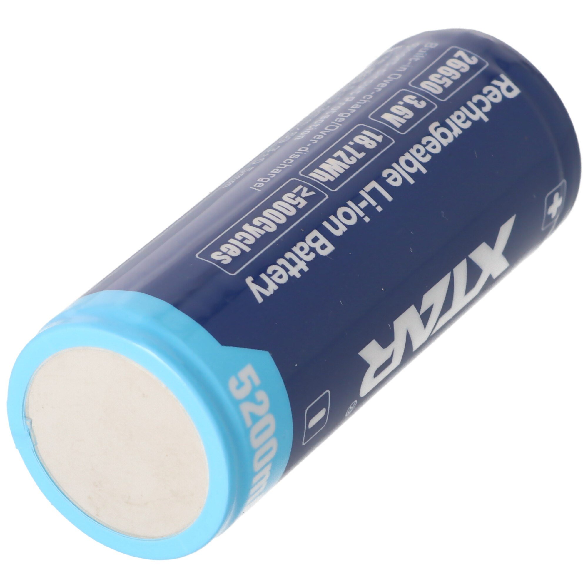 XTAR 26650 - 5200mAh, 3.6V - 3.7V Li-Ion pil, PCB korumalı, 26.5x68.2mm