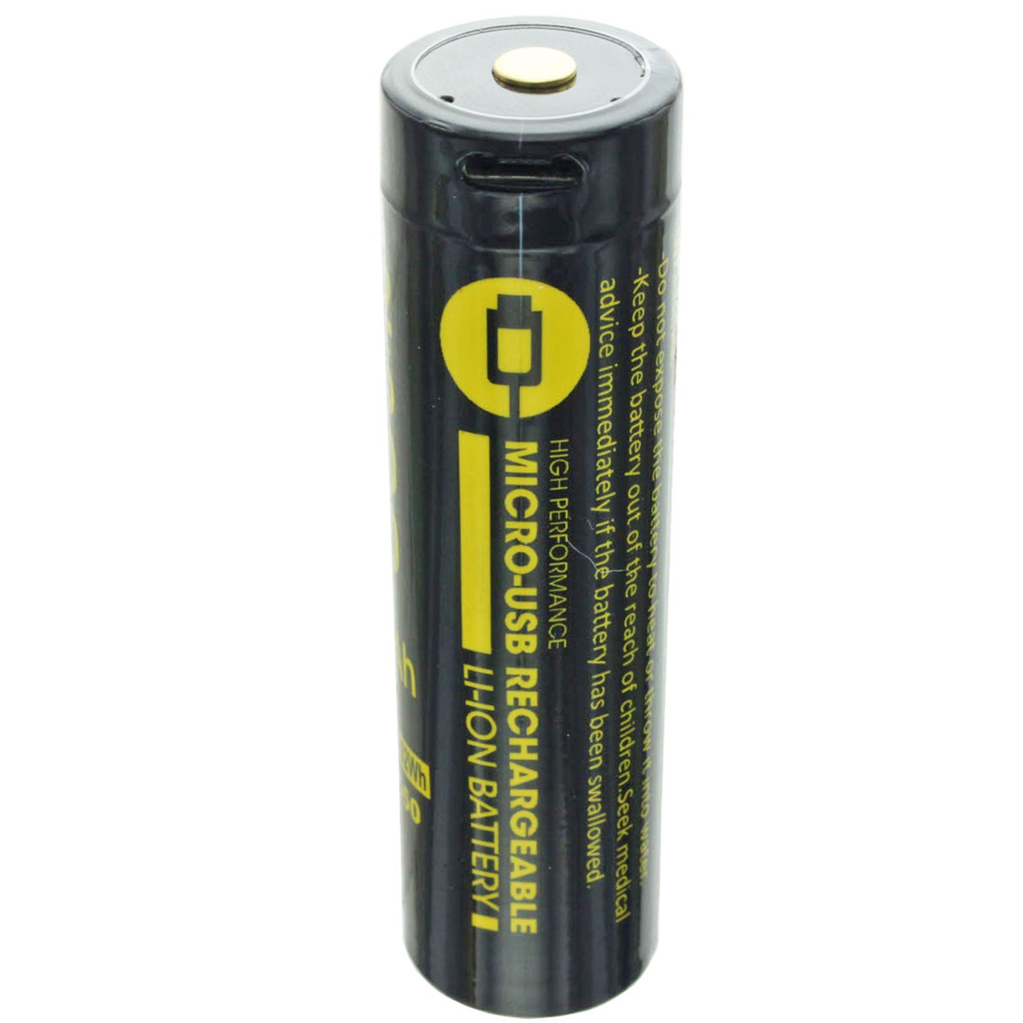 Yuvarlak şarj cihazı 18650, Li-ion, 3.7V, 3300mAh, 12.2Wh, USB şarj bağlantısı ile