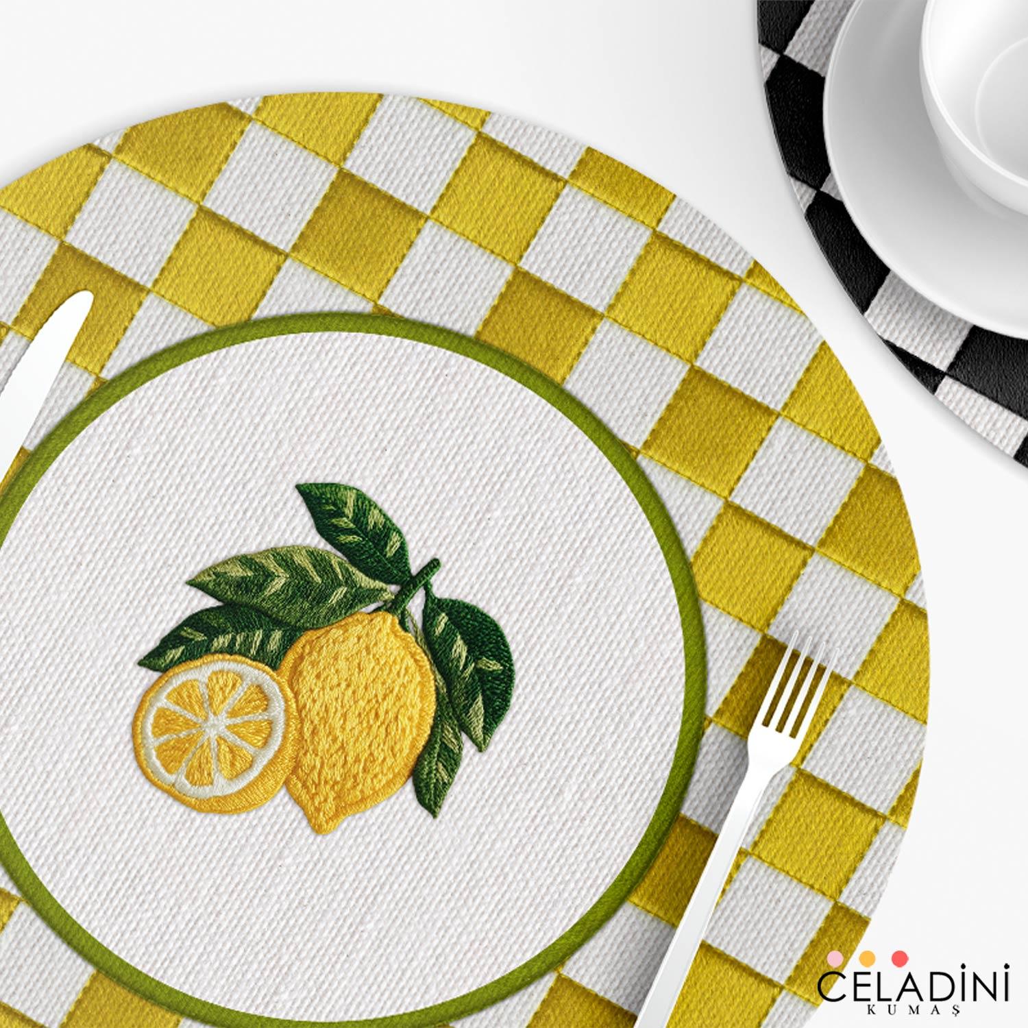 3D Nakış Efektli Limon Supla Kumaşı
