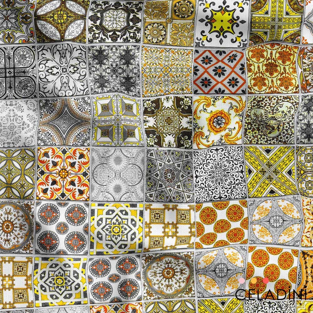 Kahve Gri Çini Desenli Kumaş