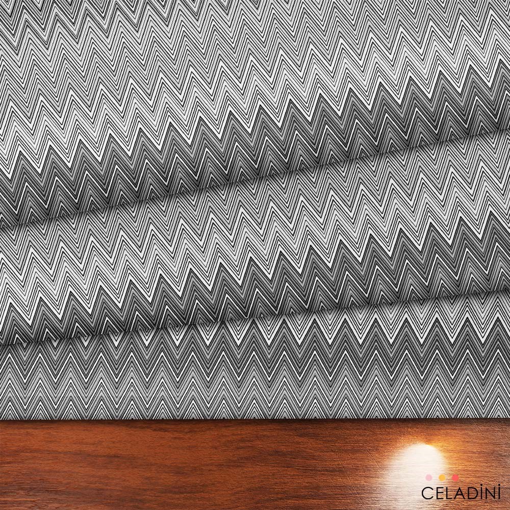 Missoni Tarzı Renk Geçişli Gri Zigzag Kumaş