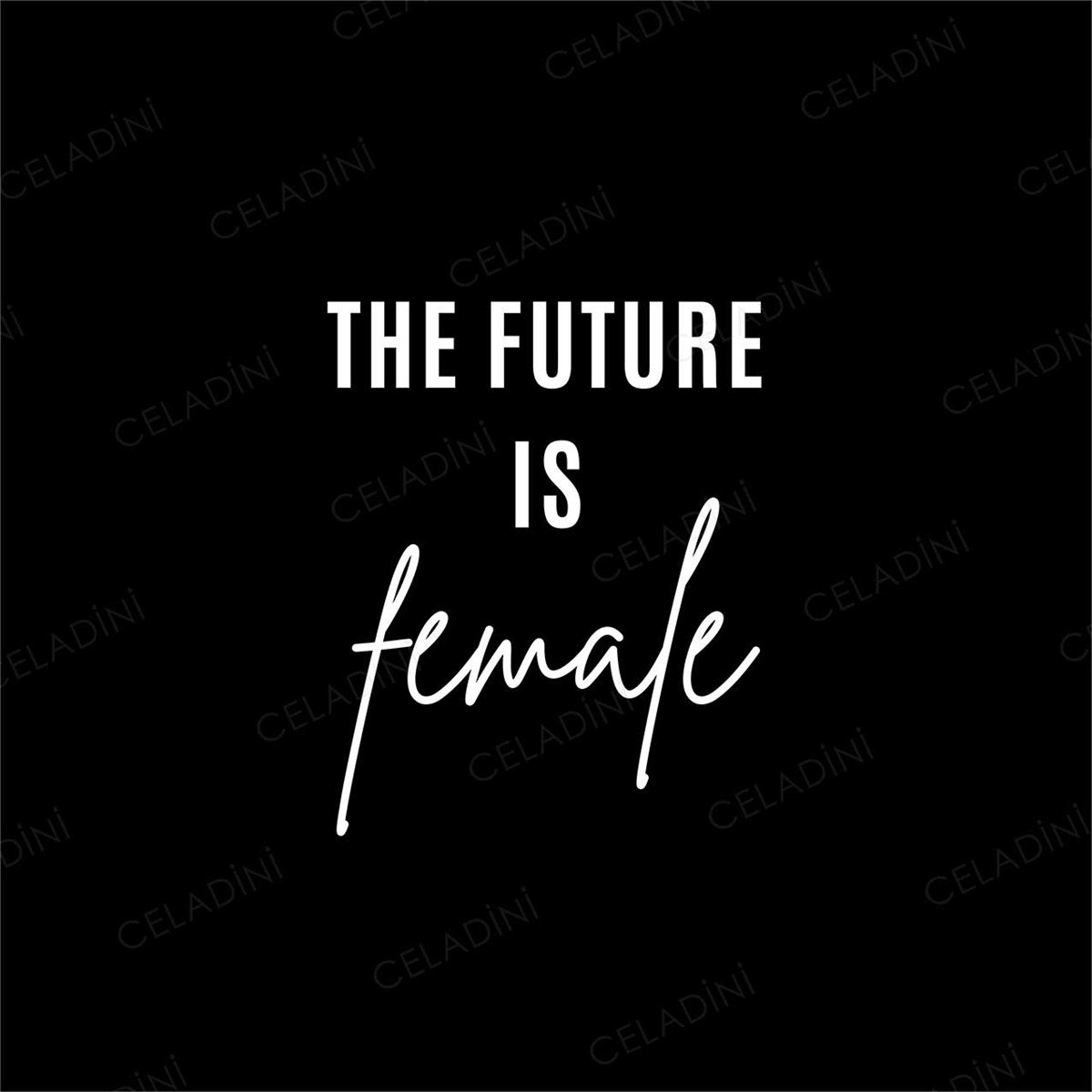 The Future is Female Yazılı (Siyah) Kırlent Kumaşı