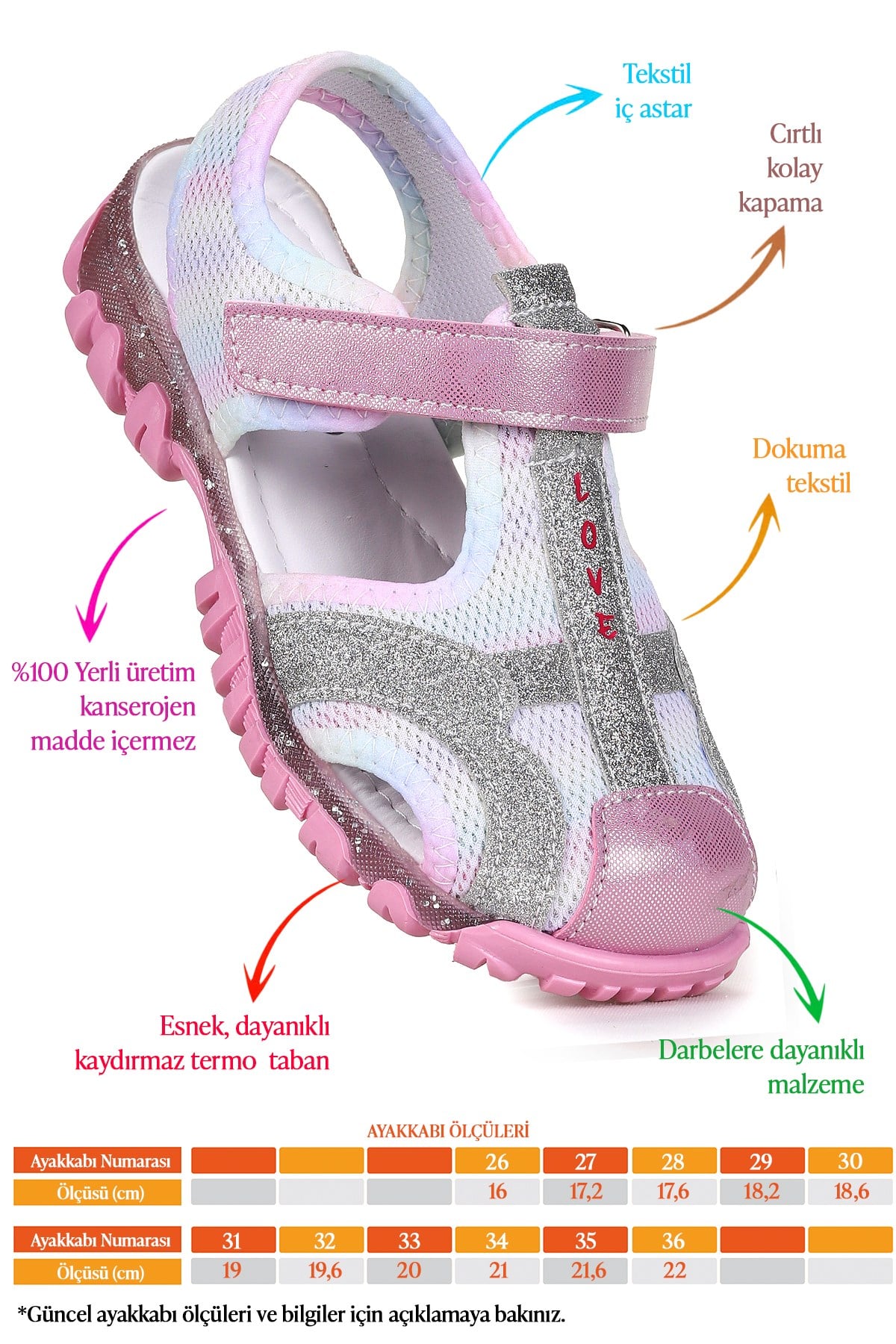  Marsa Cırtlı Kız Çocuk Sandalet Pembe