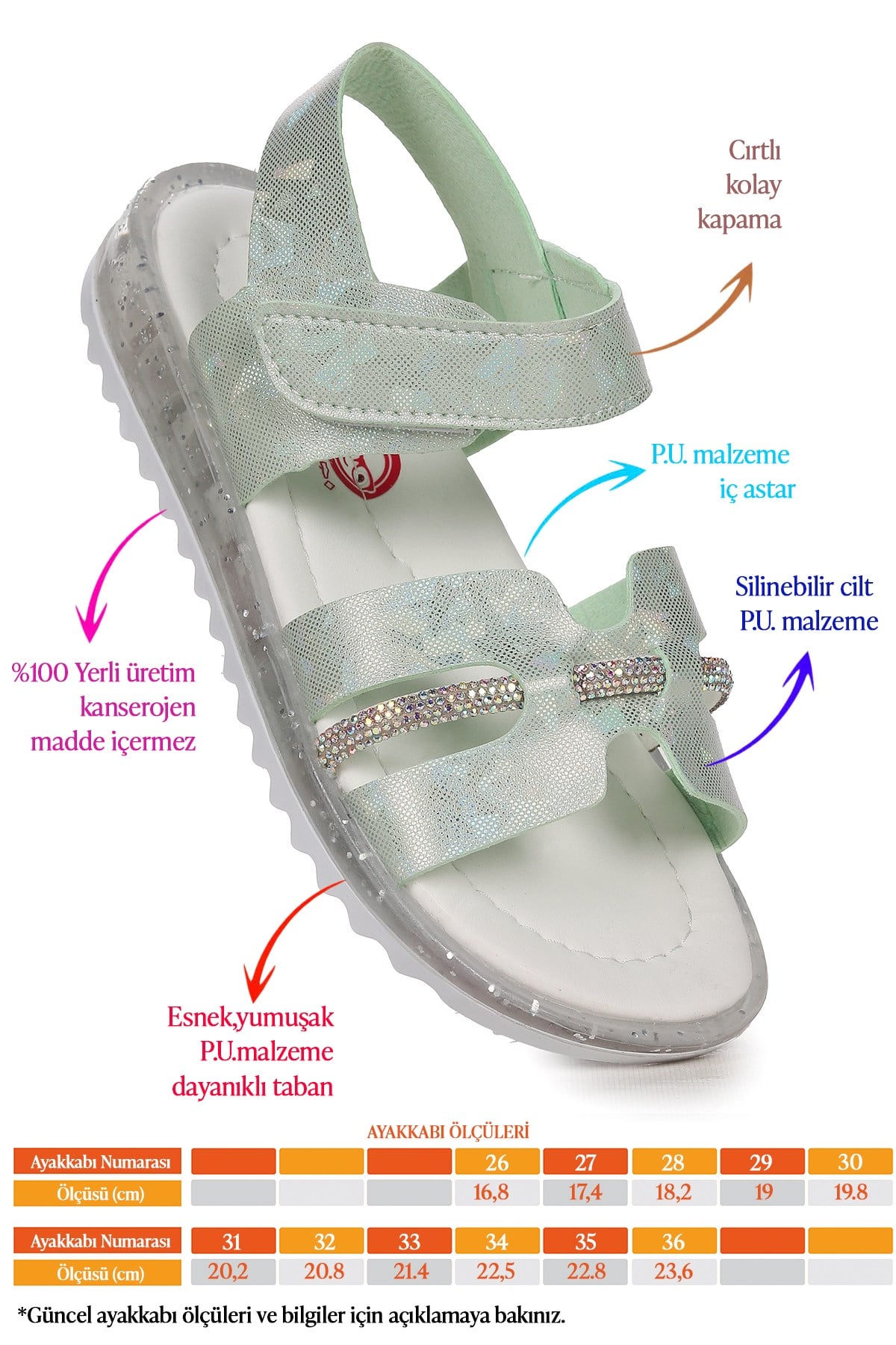 2345 Kız Çocuk Sandalet Mint Yeşili