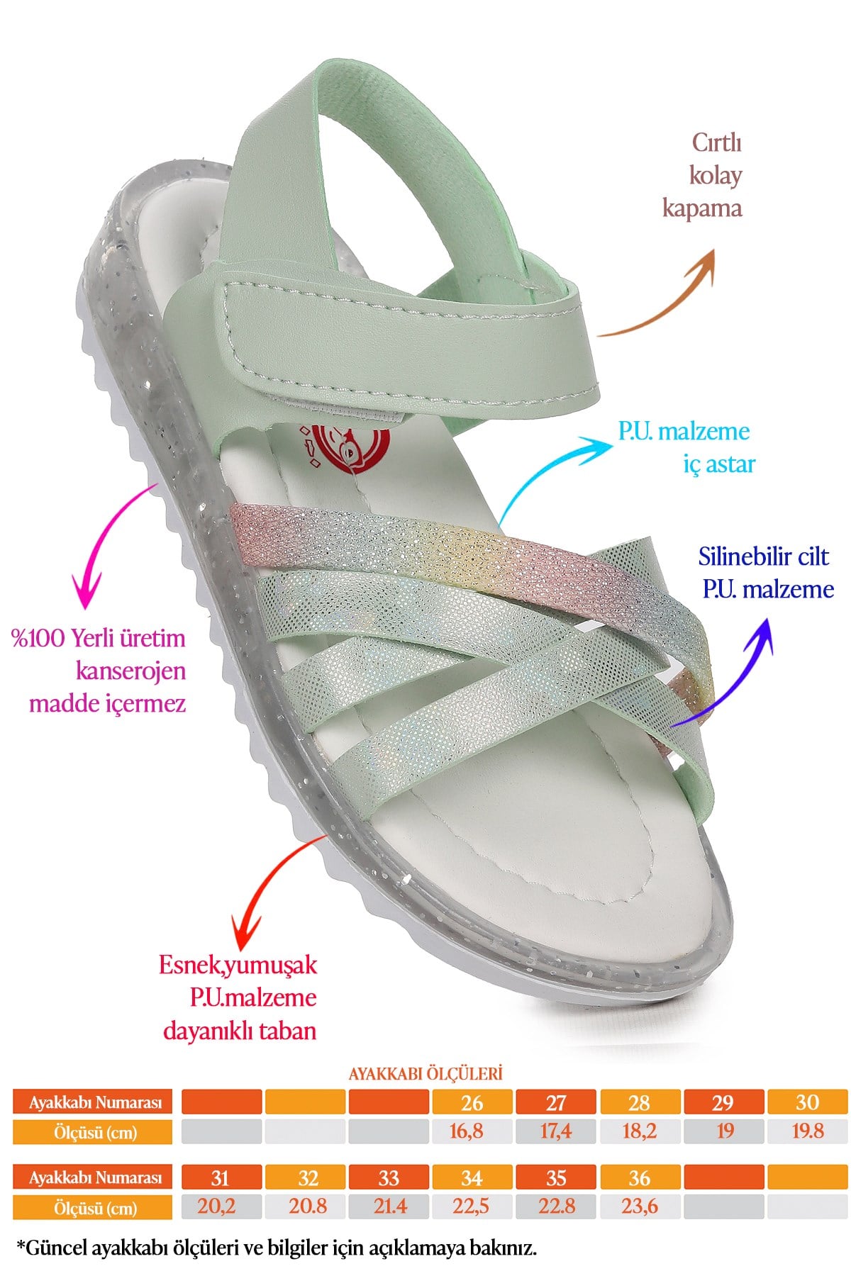 2346 Kız Çocuk Sandalet Mint Yeşili