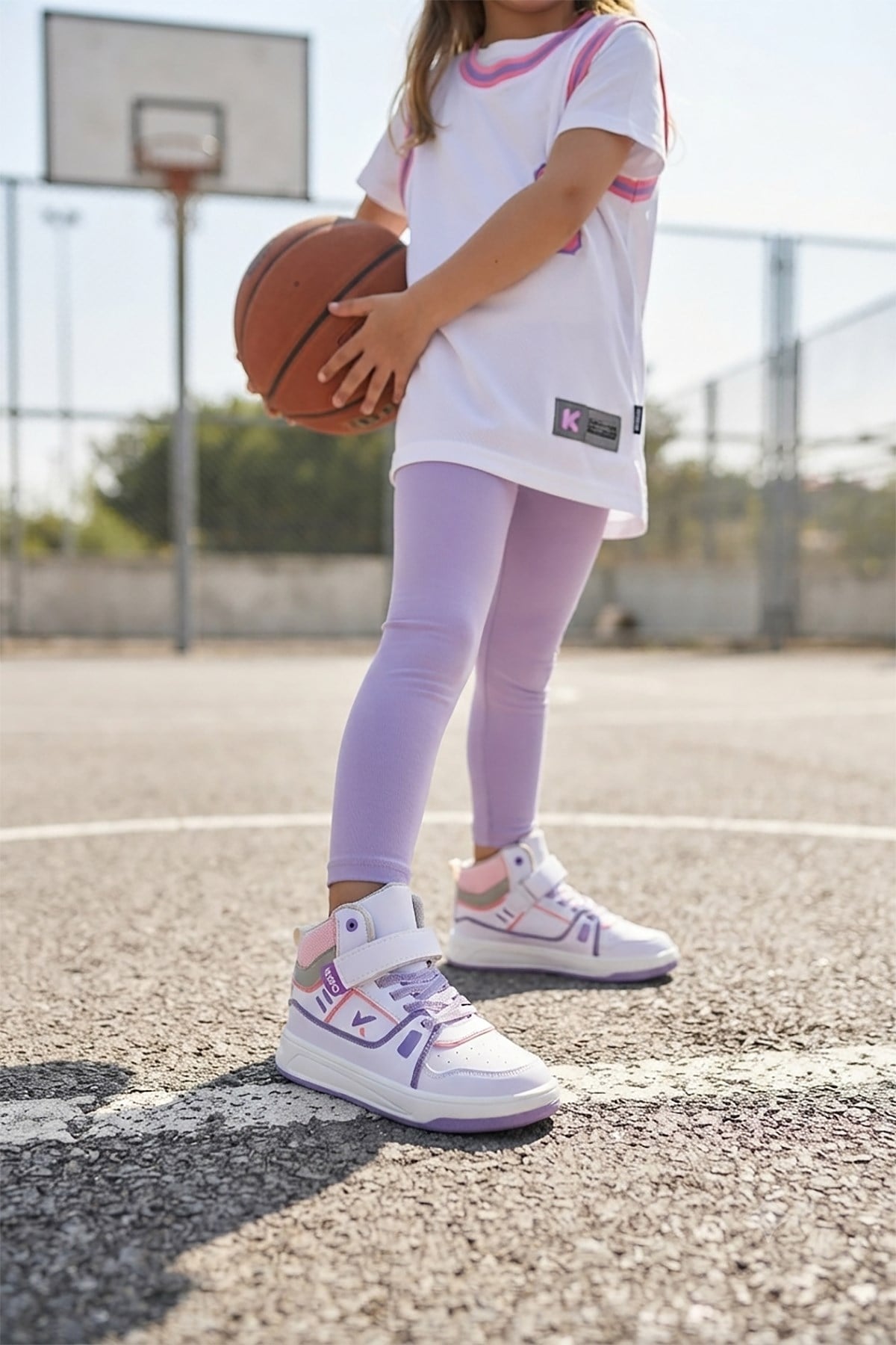 Brain Cırtlı Basketbol Kız Çocuk Spor Ayakkabı Beyaz - Pembe