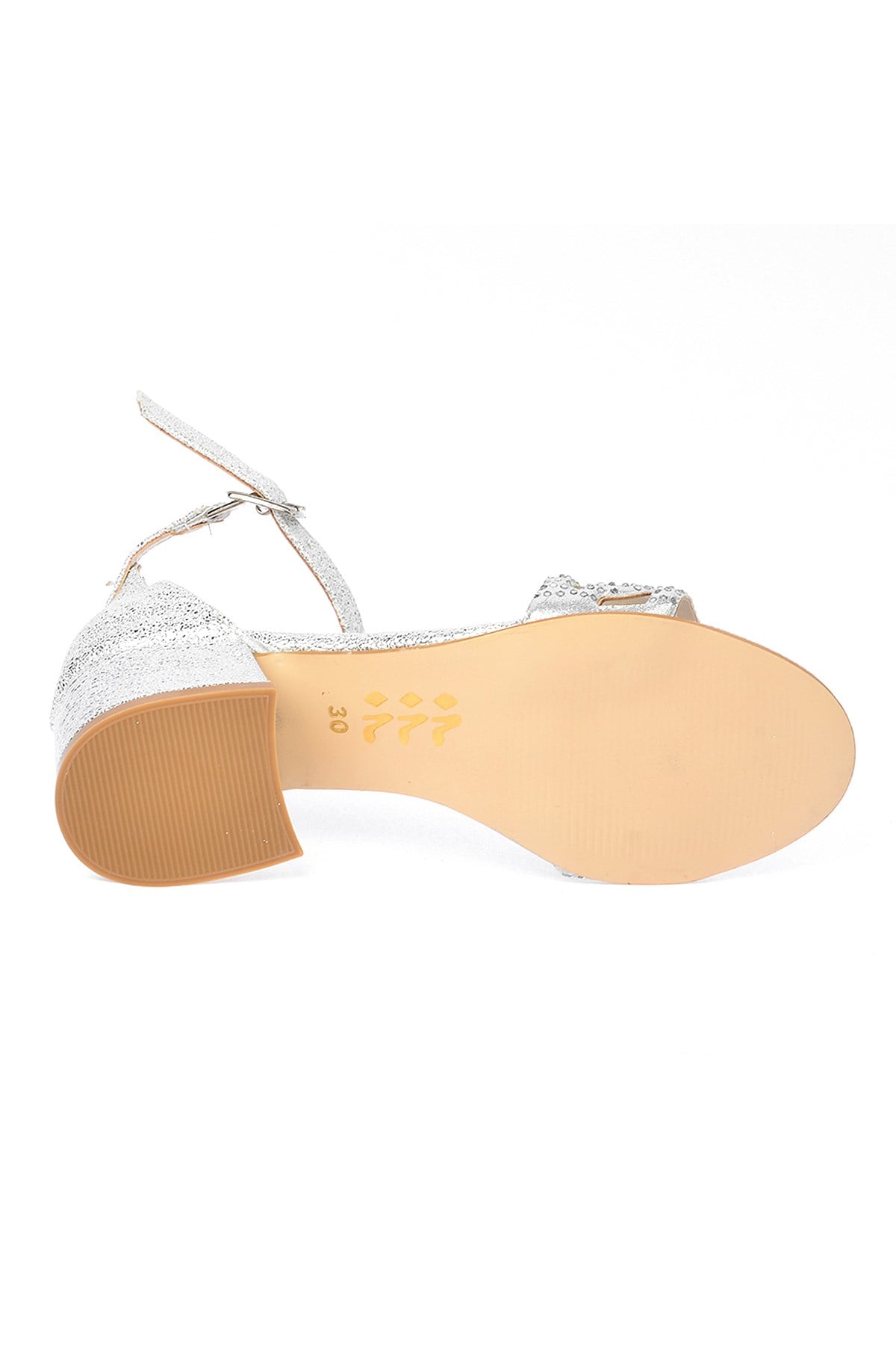 Else Çatlak Günlük Kız Çocuk 3 Cm Topuk Sandalet Ayakkabı Gümüş