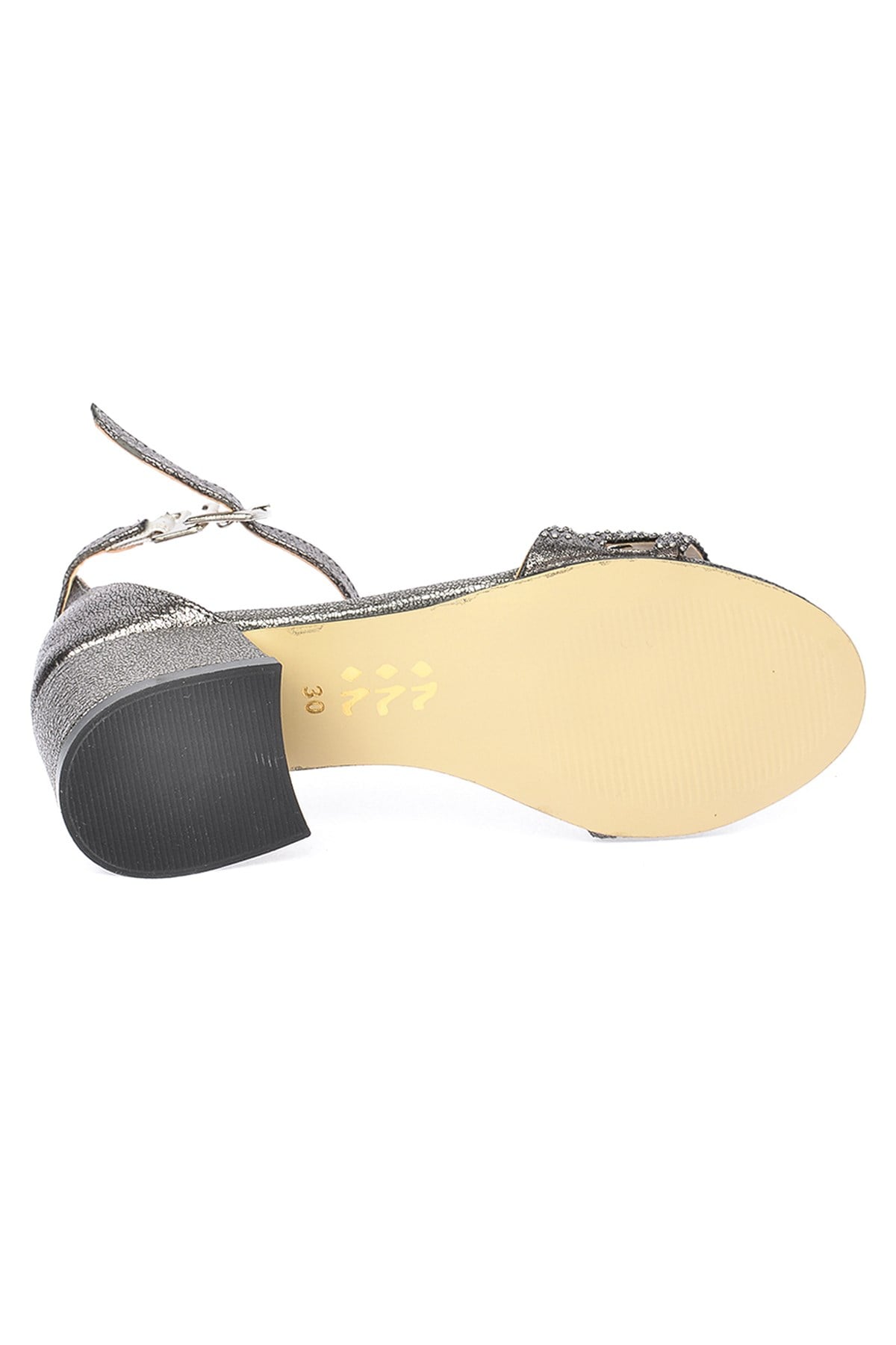Else Çatlak Günlük Kız Çocuk 3 Cm Topuk Sandalet Ayakkabı Platin