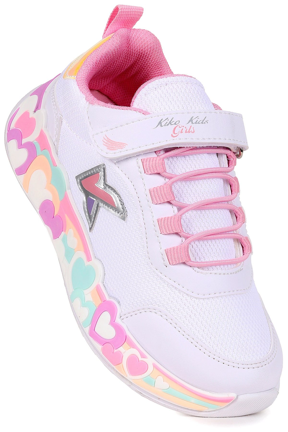 Heart Günlük Cırtlı Kız Çocuk Spor Ayakkabı Beyaz - Pembe