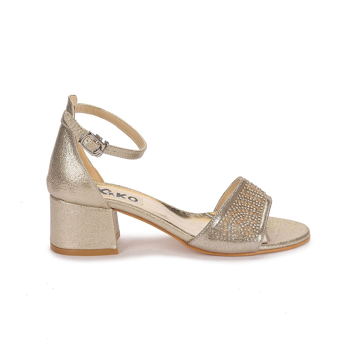Heidi Çatlak Günlük Kız Çocuk 3 Cm Topuk Sandalet Ayakkabı Altın