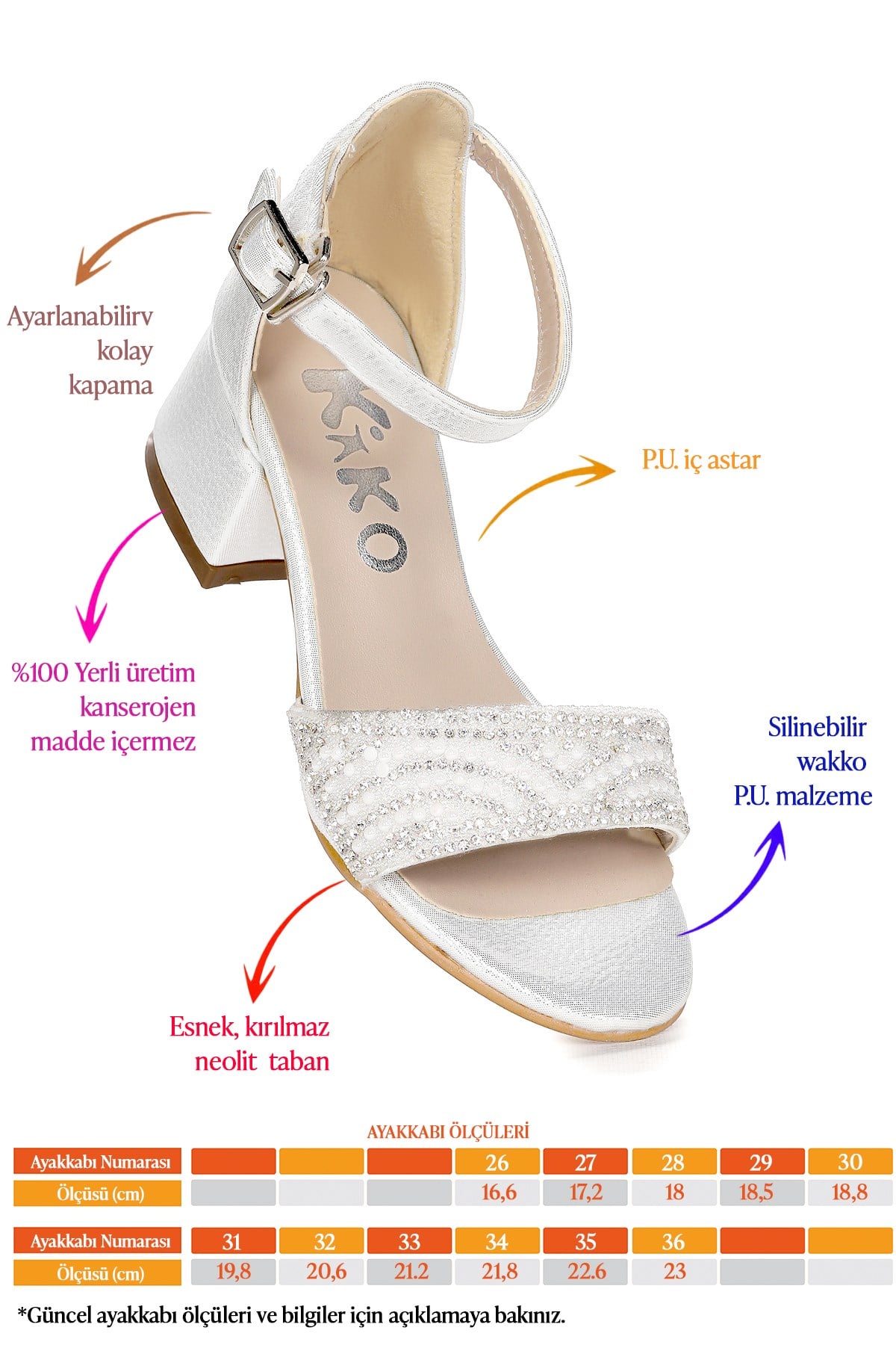 Heidi Vakko Günlük Kız Çocuk 3 Cm Topuk Sandalet Ayakkabı Sedef
