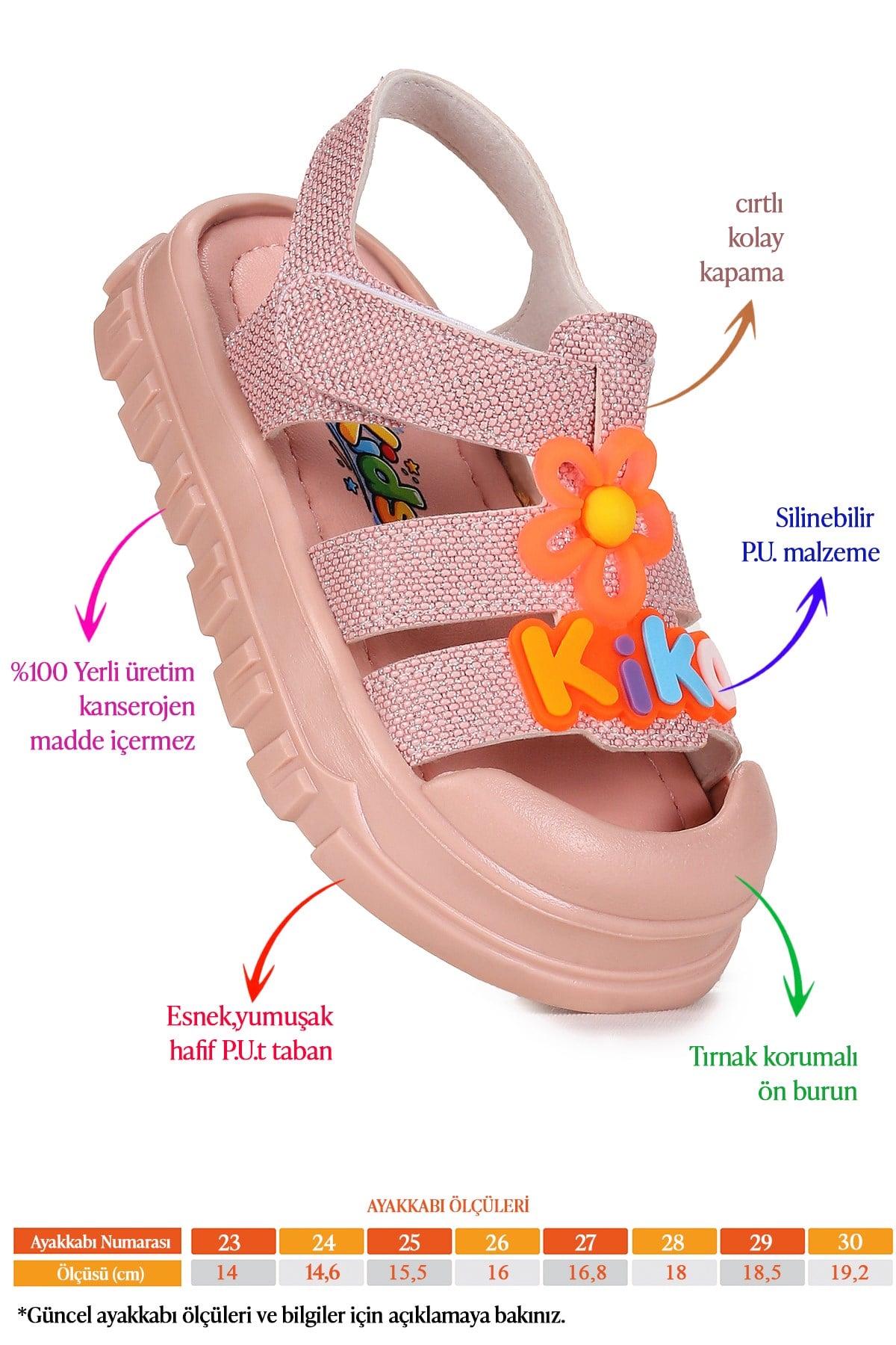 Jelly Simli Hafif Taban Kız Çocuk Sandalet Pembe
