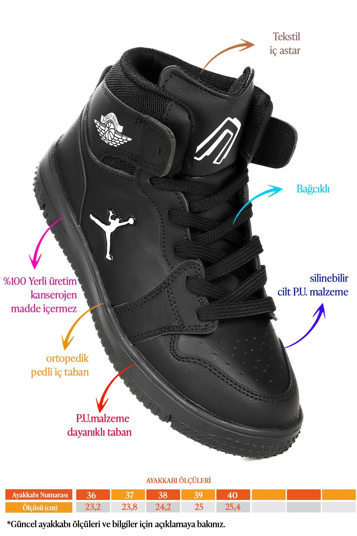 Jordan Basketbol Günlük Bağcıklı Erkek Çocuk Spor Ayakkabı Siyah