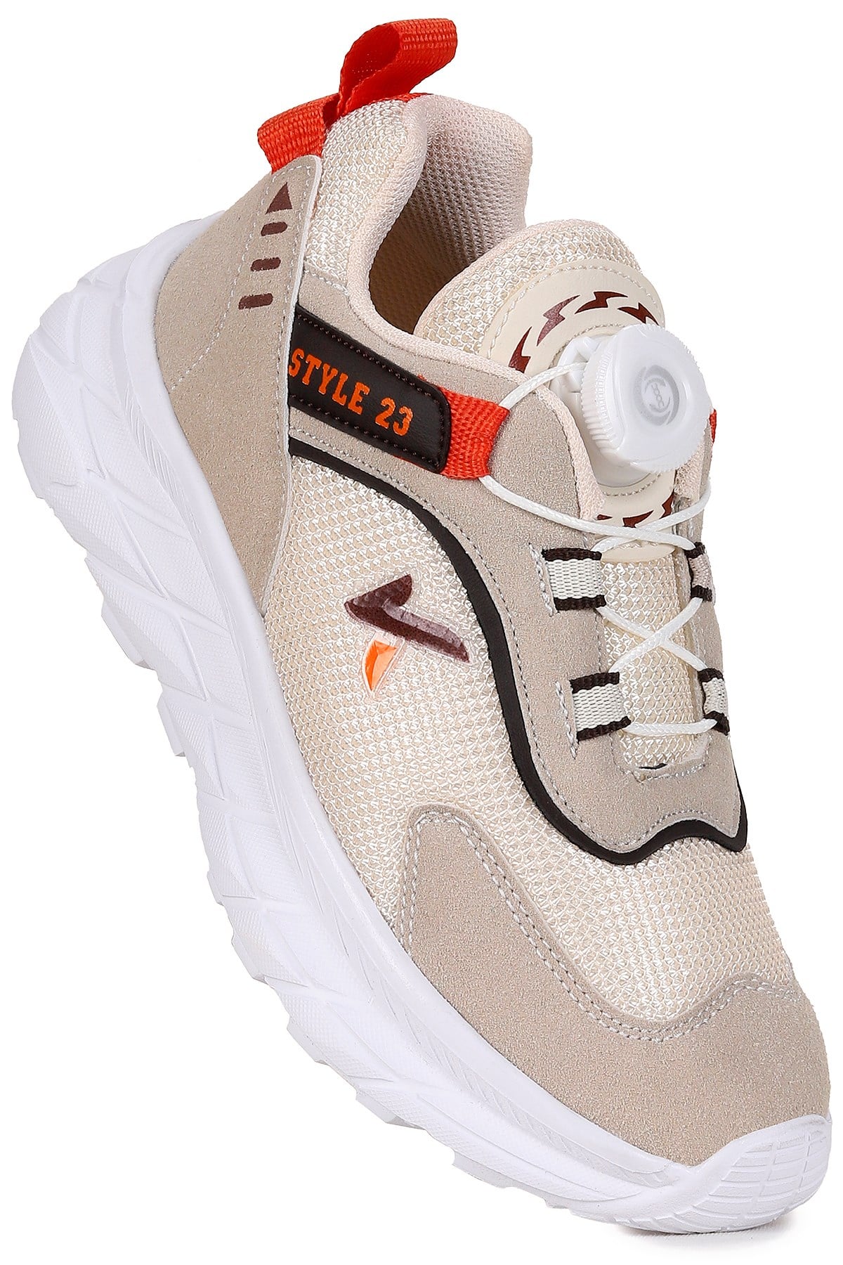 Lace Bağcık Mekanizmalı Erkek Çocuk Spor Ayakkabı Bej - Kahve