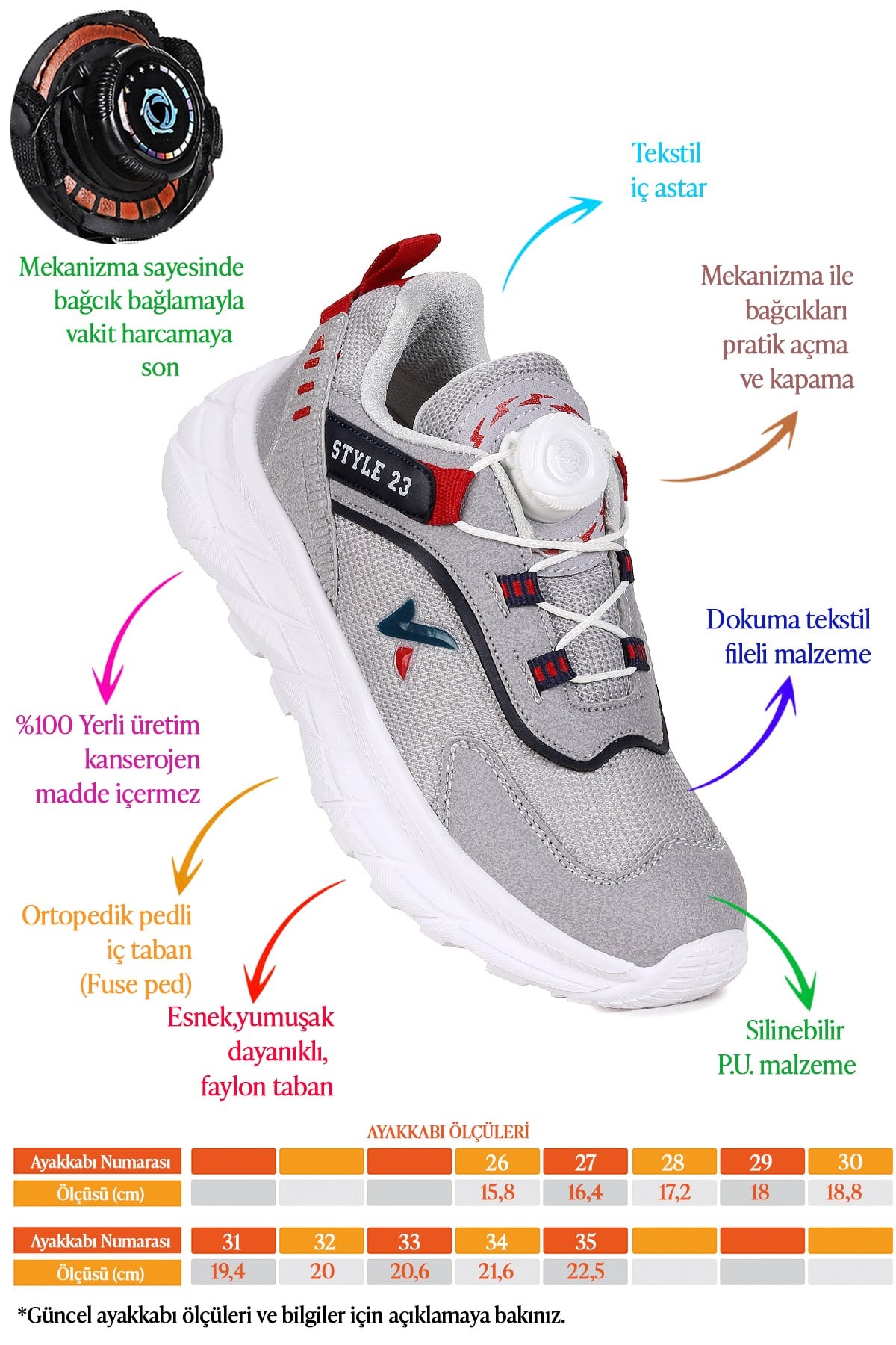 Lace Bağcık Mekanizmalı Erkek Çocuk Spor Ayakkabı Buz - Lacivert