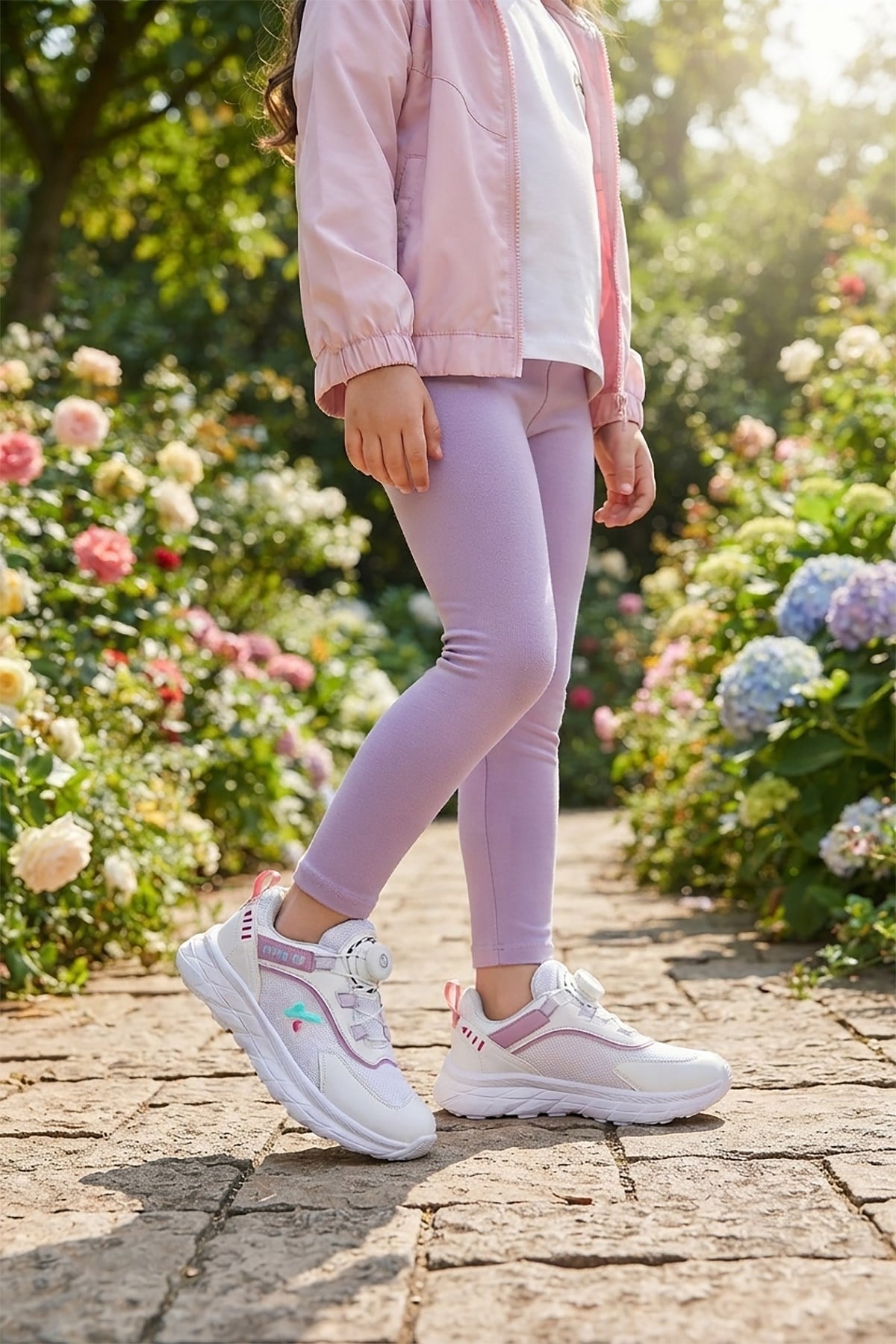 Lace Bağcık Mekanizmalı Kız Çocuk Spor Ayakkabı Beyaz - Lila