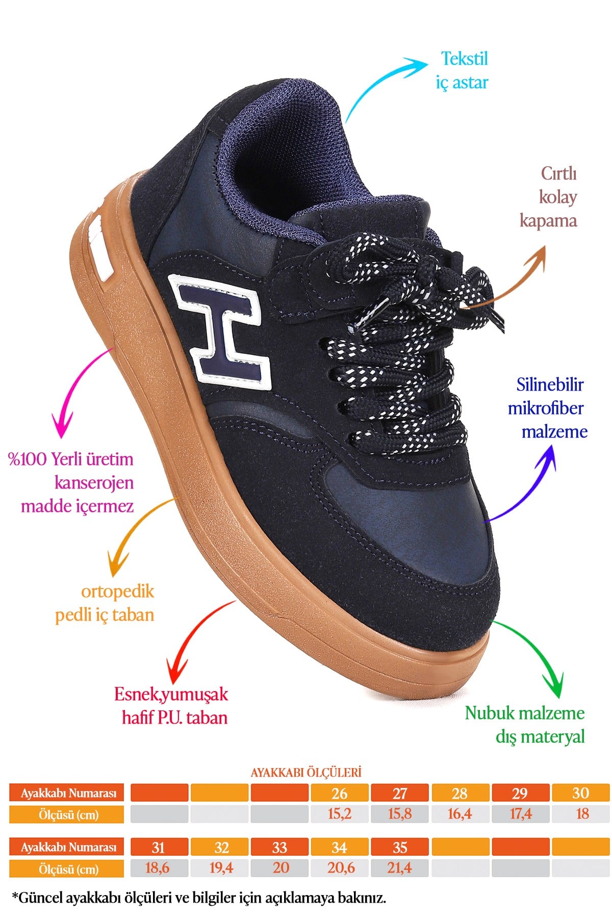 Lacer Bağcıklı Erkek Çocuk Spor Ayakkabı Lacivert