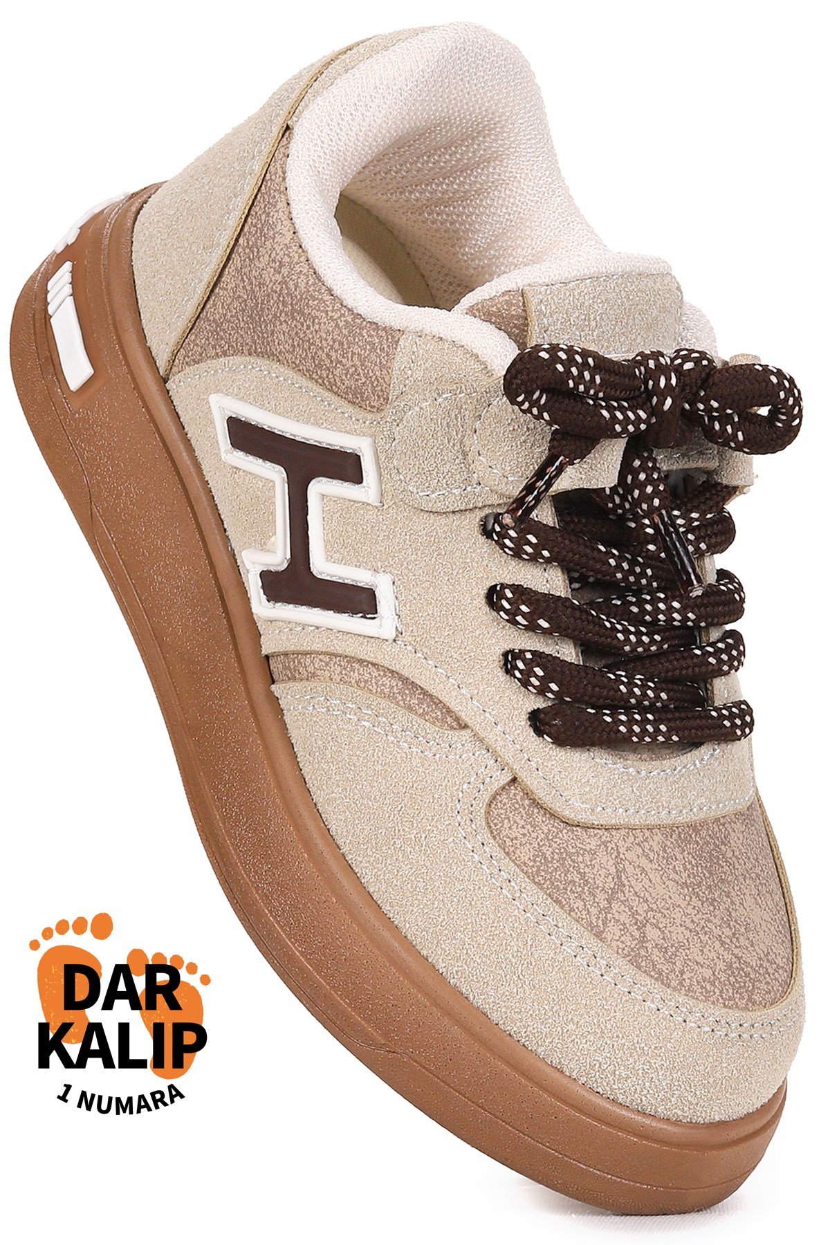 Lacer Bağcıklı Erkek Çocuk Spor Ayakkabı Bej