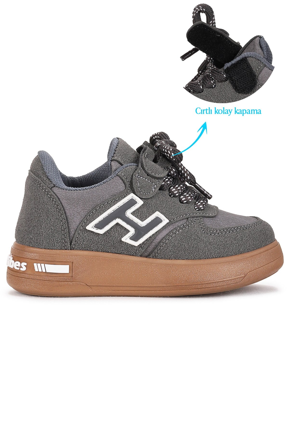 Lacer Bağcıklı Erkek Çocuk Spor Ayakkabı Füme