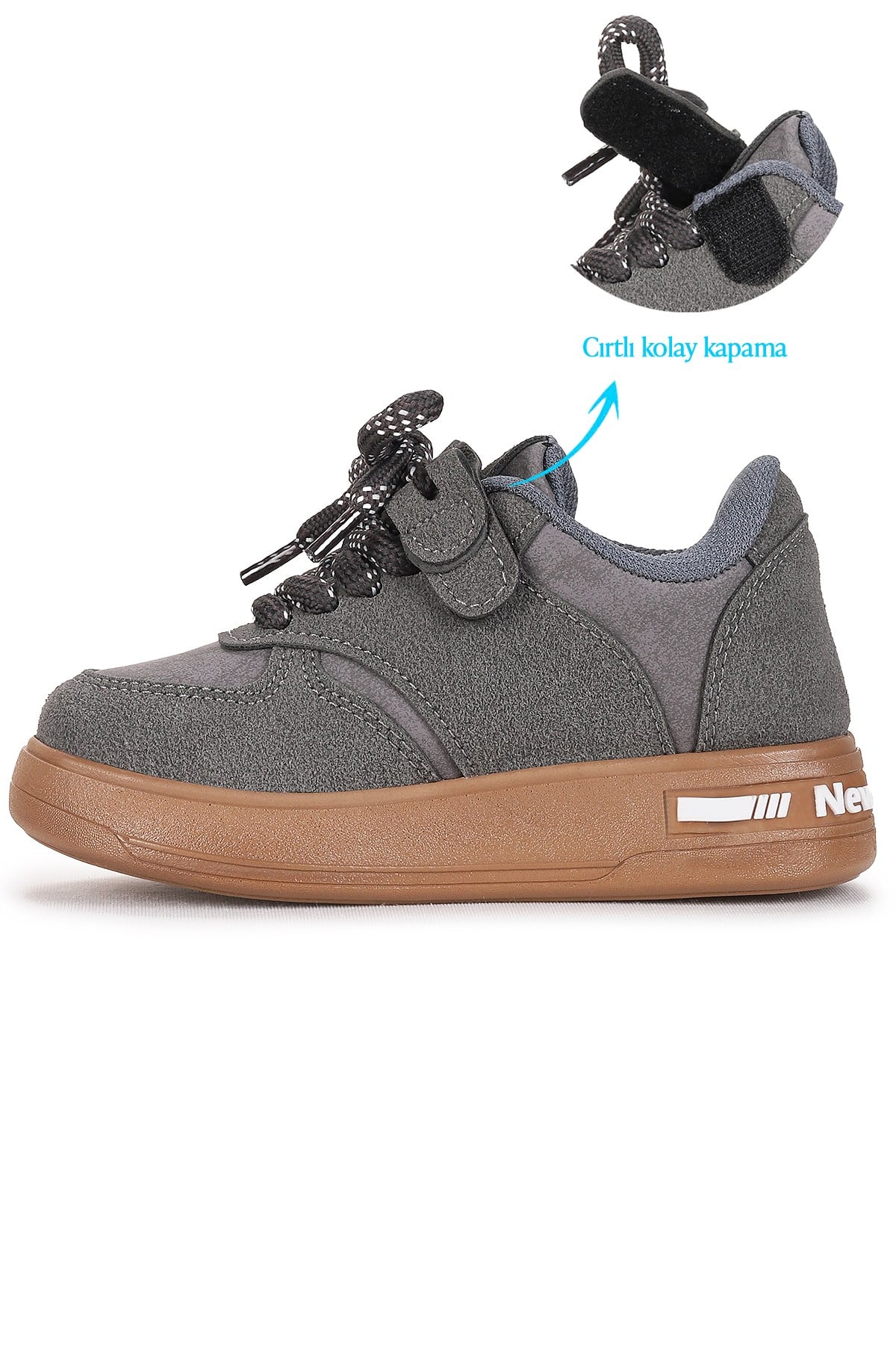 Lacer Bağcıklı Erkek Çocuk Spor Ayakkabı Füme