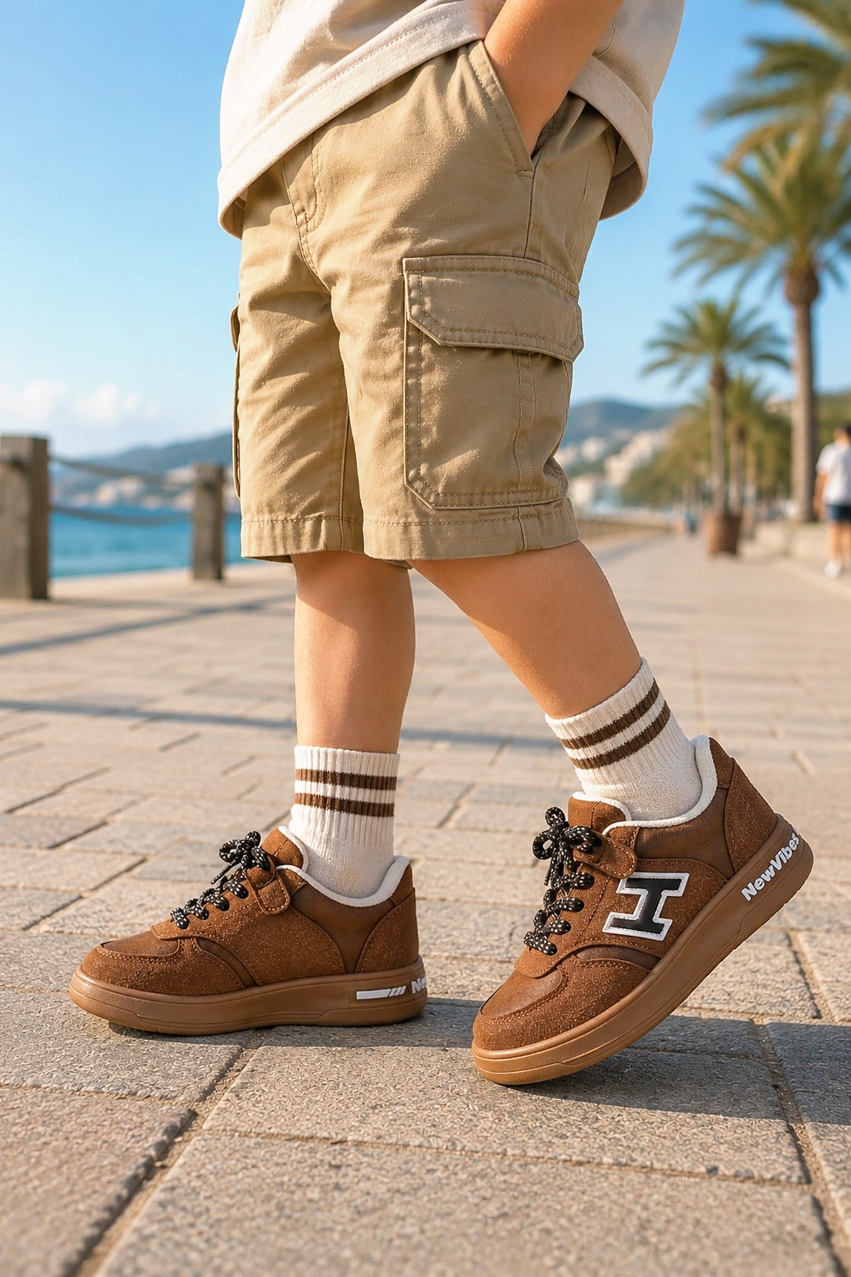 Lacer Bağcıklı Erkek Çocuk Spor Ayakkabı Taba