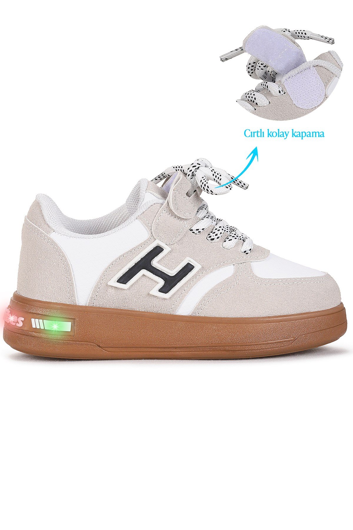 Lacer Bağcıklı Işıklı Erkek Çocuk Spor Ayakkabı Gri