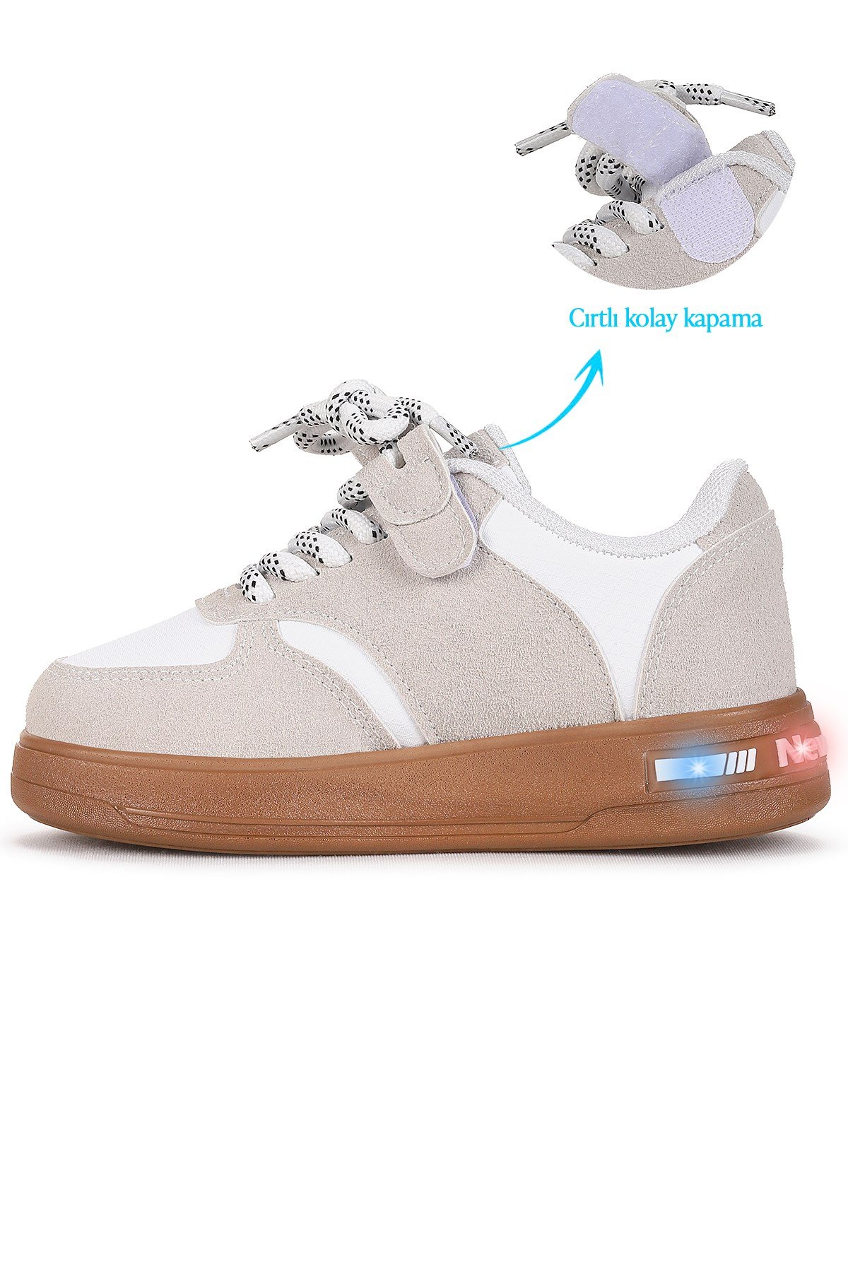 Lacer Bağcıklı Işıklı Erkek Çocuk Spor Ayakkabı Gri