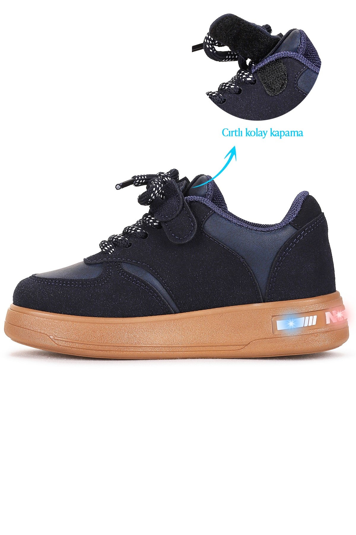 Lacer Bağcıklı Işıklı Erkek Çocuk Spor Ayakkabı Lacivert