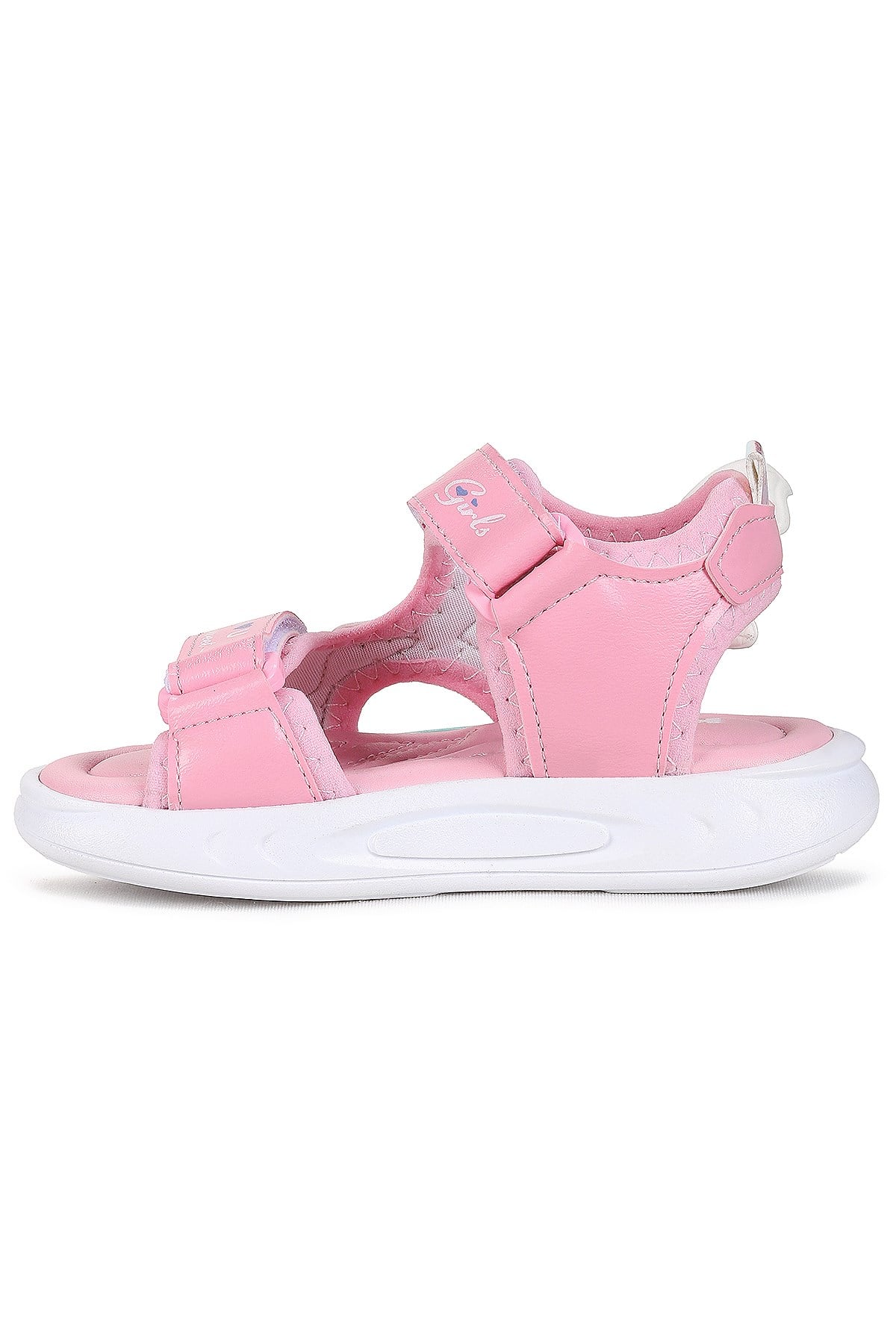 Lug Cırtlı Işıklı Kız Çocuk Sandalet Beyaz - Pembe