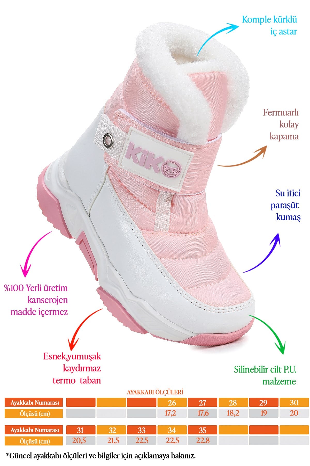 Magic Cırtlı Kız Çocuk Kar Botu Pembe - Beyaz
