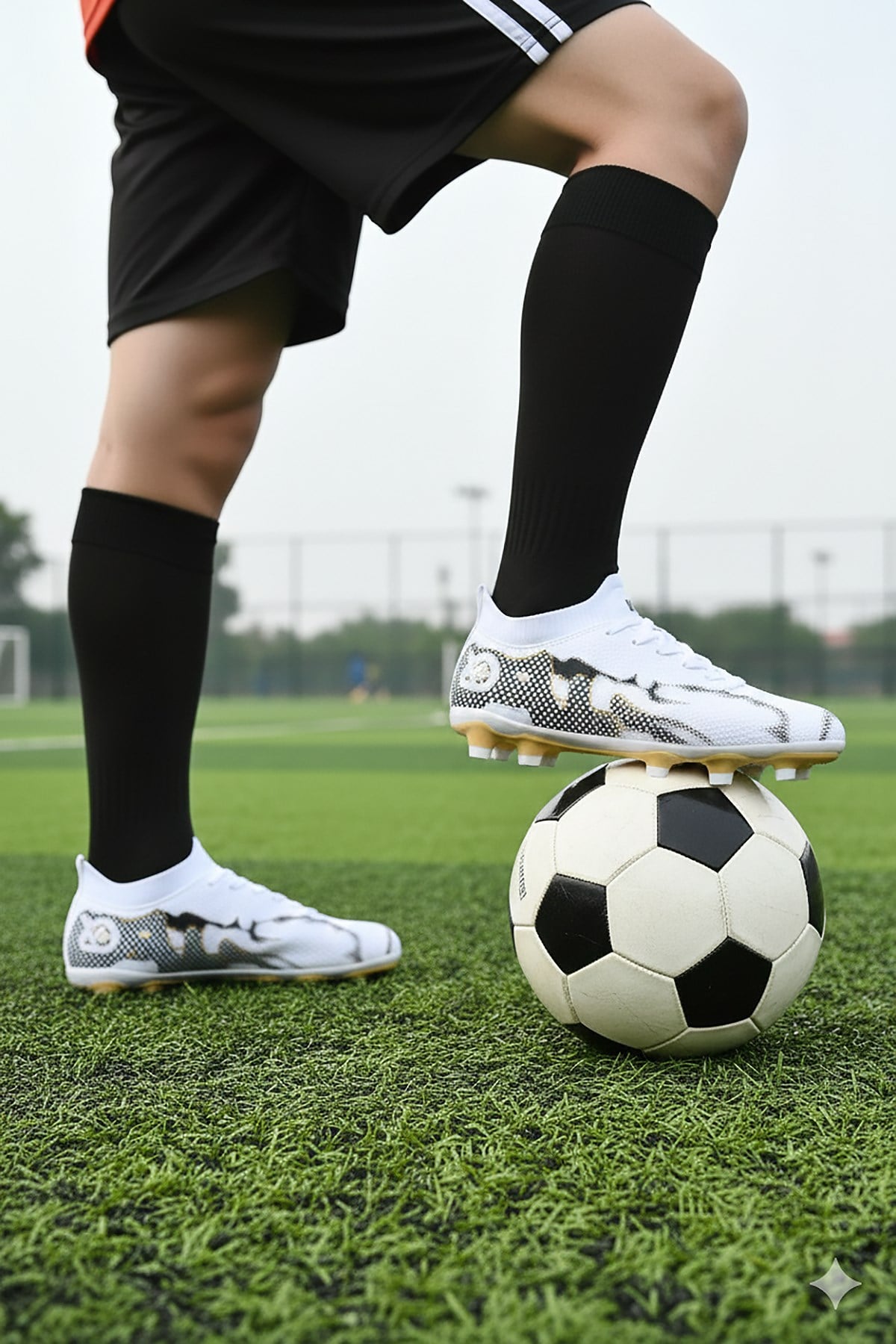Mila Krampon Çim Saha Erkek Çocuk Futbol Ayakkabı Beyaz - Altın