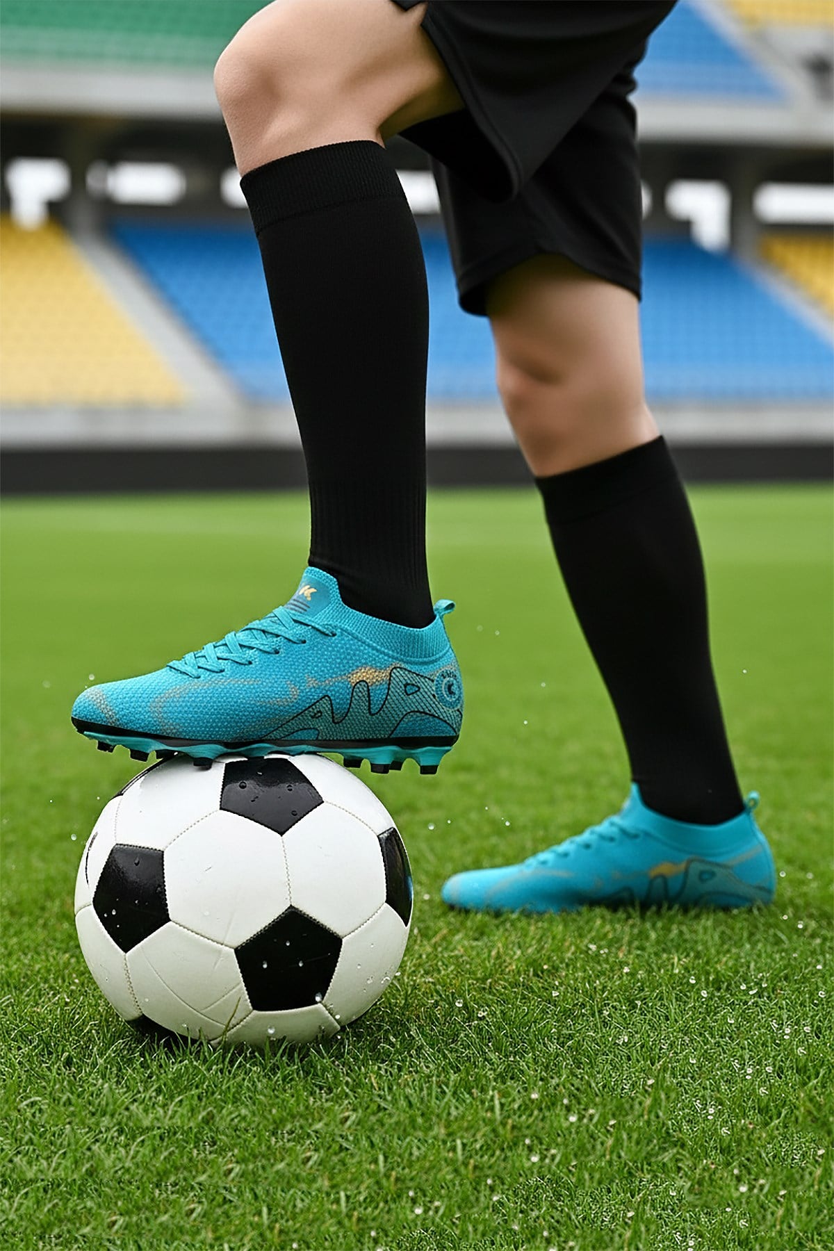 Mila Krampon Çim Saha Erkek Çocuk Futbol Ayakkabı Turkuaz - Altın