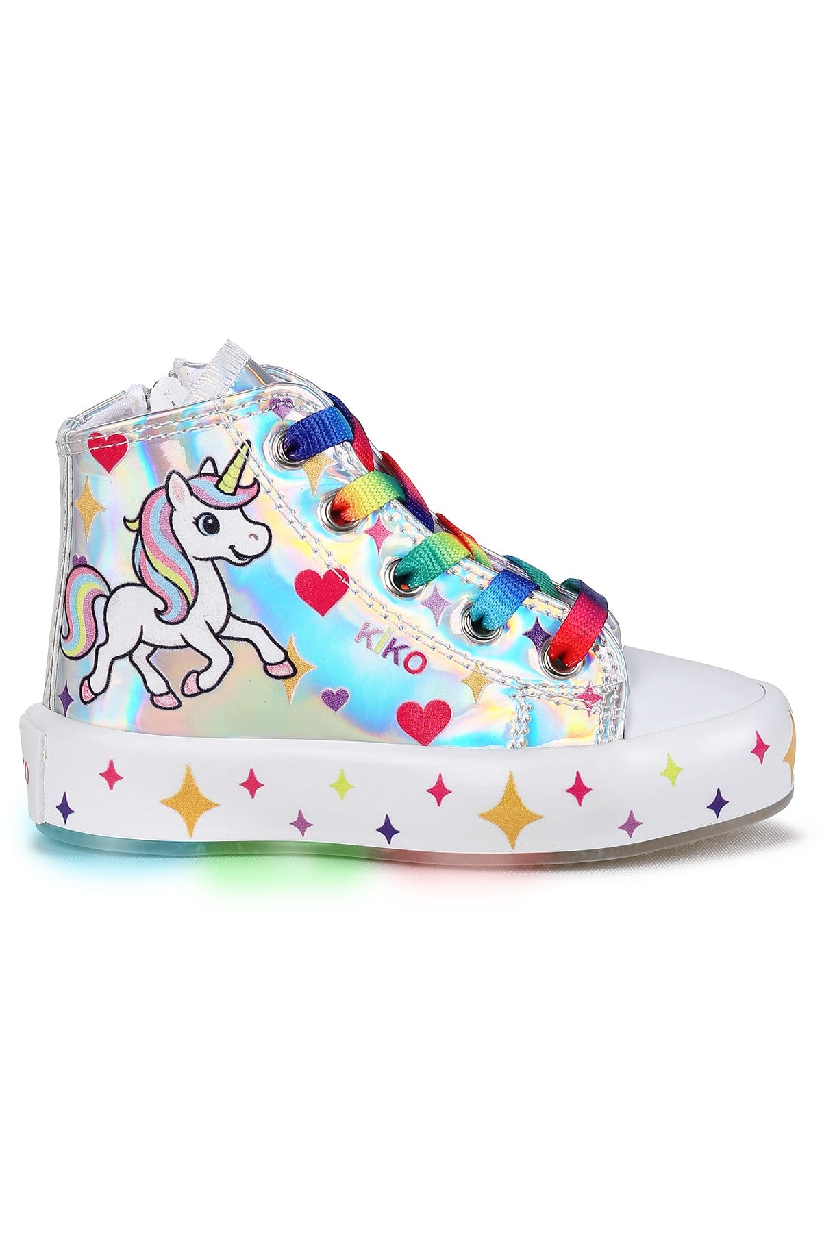 Pames  Unicorn Fermuarlı Işıklı Kız Bebek Spor Ayakkabı Gümüş