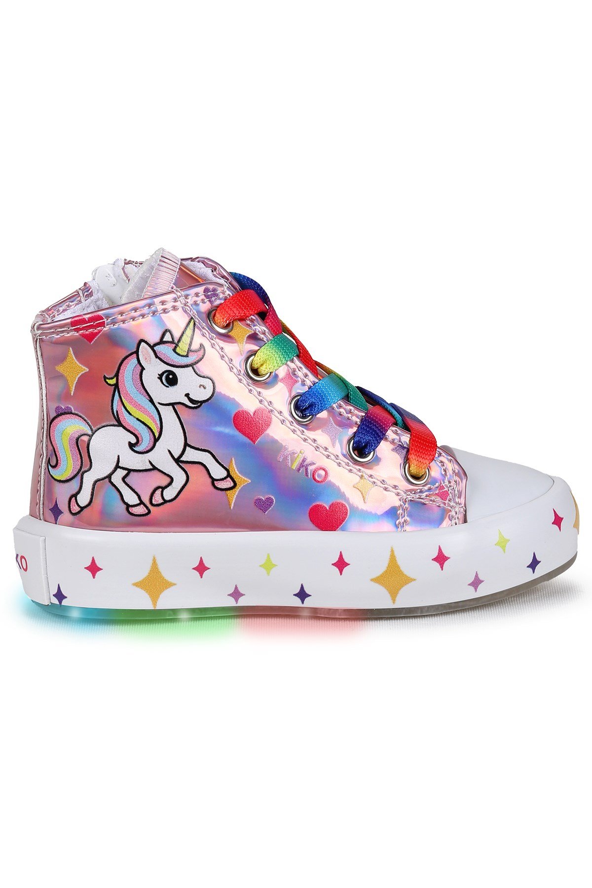 Pames  Unicorn Fermuarlı Işıklı Kız Çocuk Spor Ayakkabı Pembe