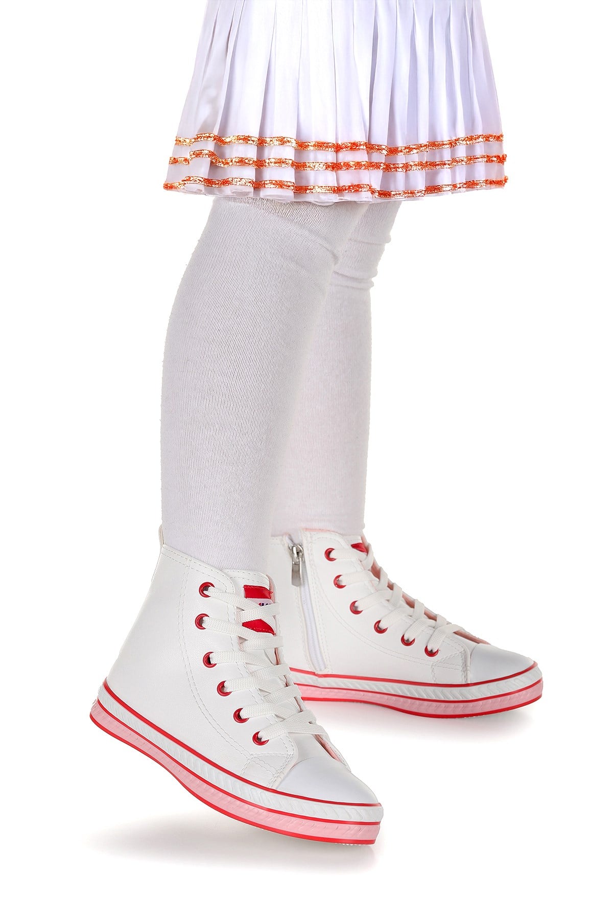 Pant Günlük Bağcıklı Kız Bebek Bot Ayakkabı Beyaz - Pudra