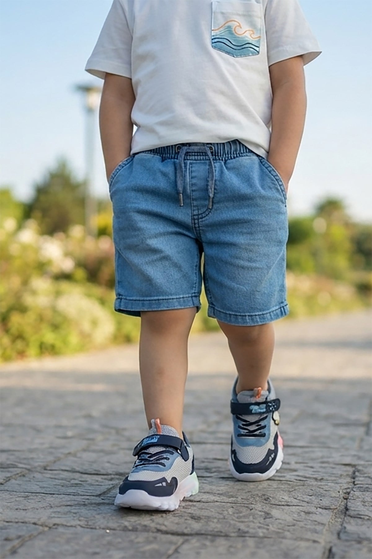 Peras Işıklı Cırtlı Erkek Bebek Spor Ayakkabı Lacivert - Bebe Mavi