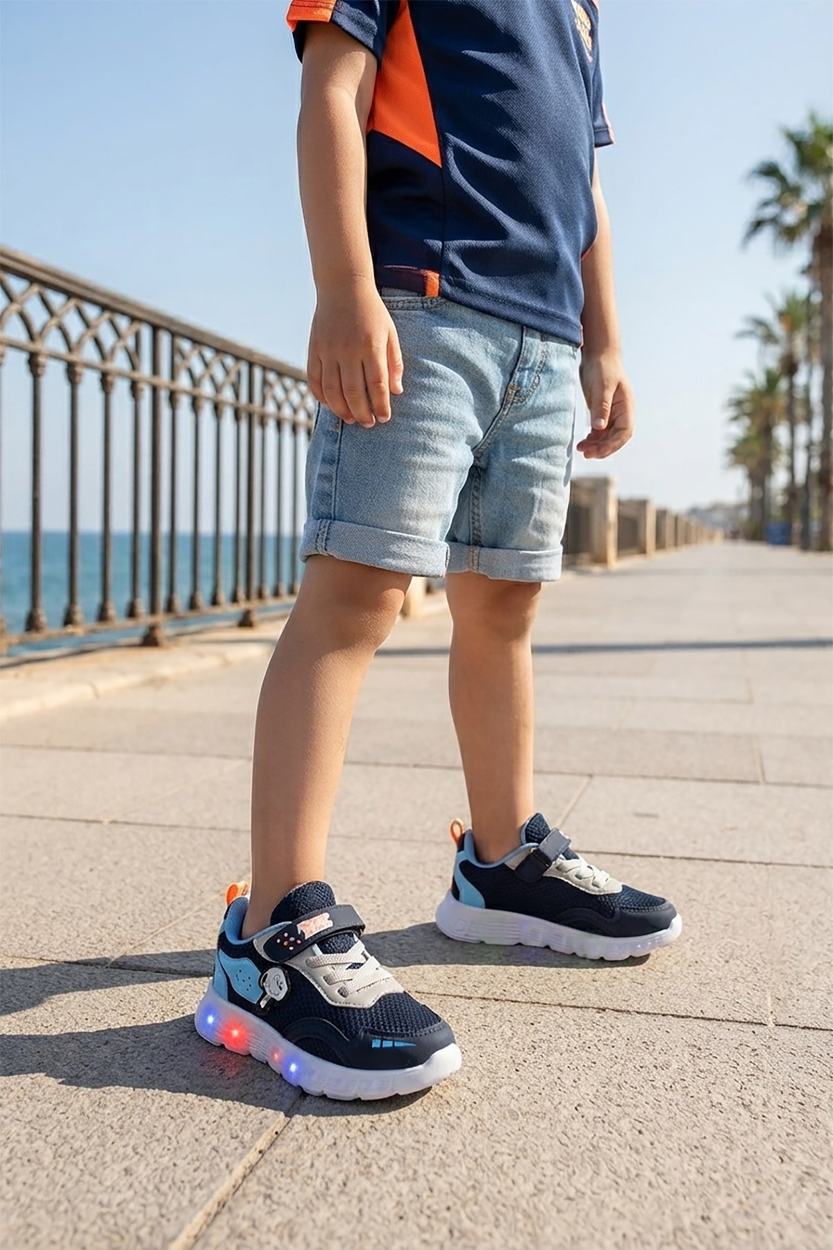Peras Işıklı Cırtlı Erkek Bebek Spor Ayakkabı Buz - İndigo