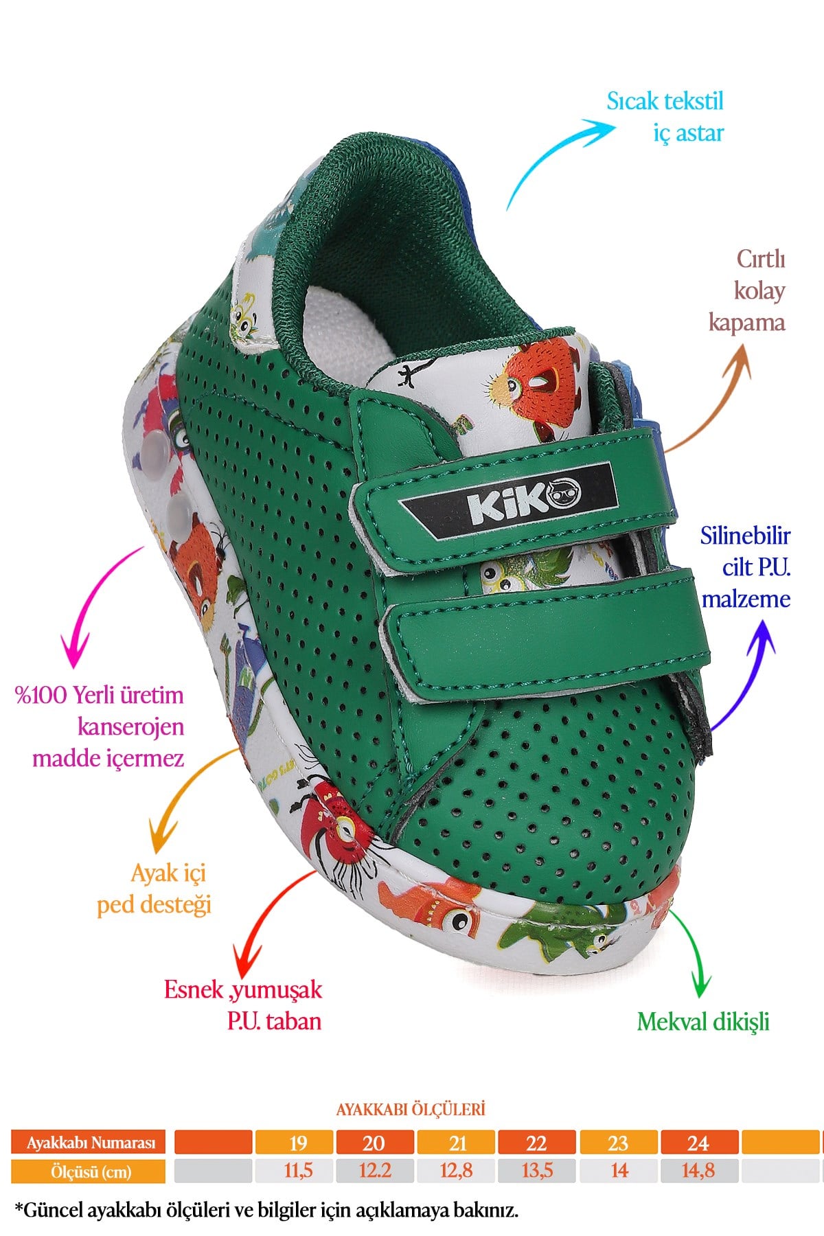 Perforated Cırtlı Işıklı Erkek Bebek Spor Ayakkabı Yeşil