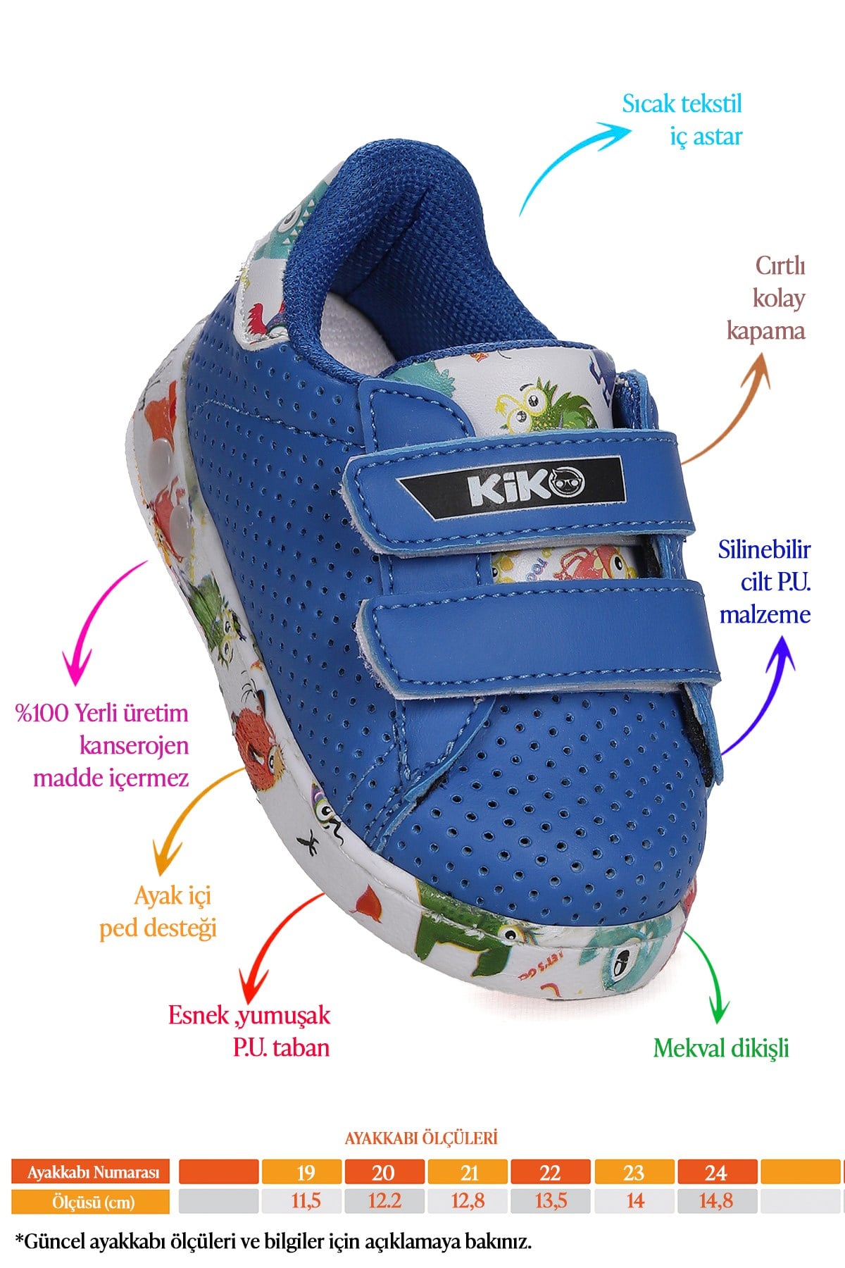 Perforated Cırtlı Işıklı Erkek Bebek Spor Ayakkabı Saks Mavi
