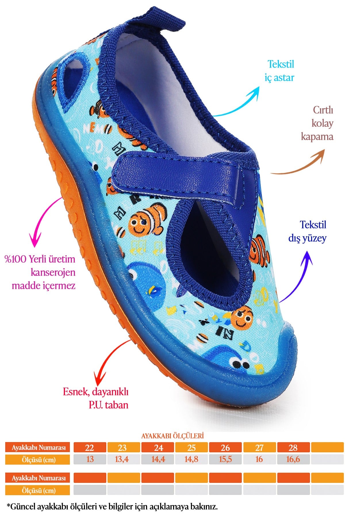 Raker 01 Aqua Erkek/Kız Çocuk Sandalet Panduf Ayakkabı Turkuaz