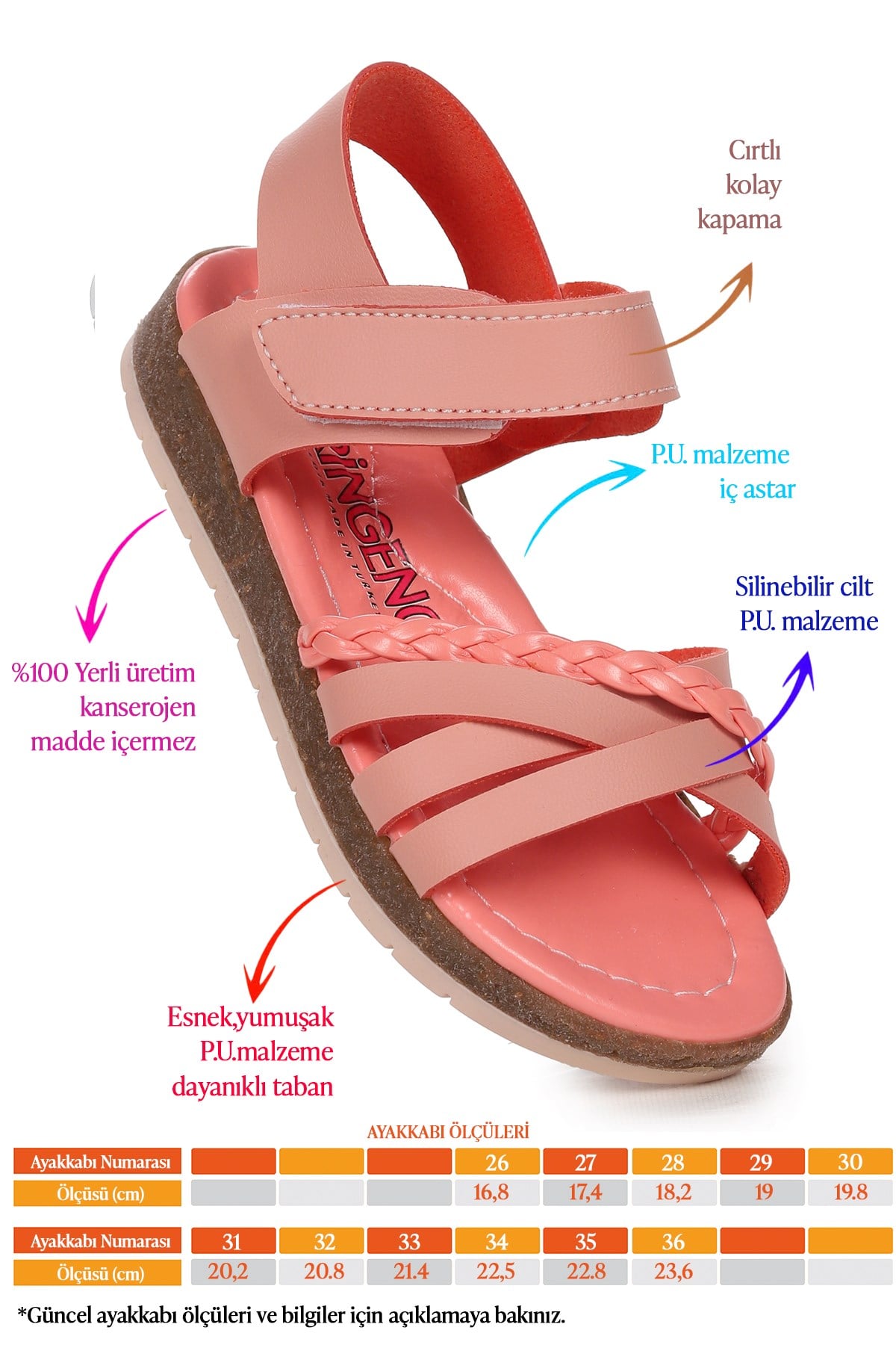 Ricky 2469-78 Kız Çocuk Sandalet Terlik Somon