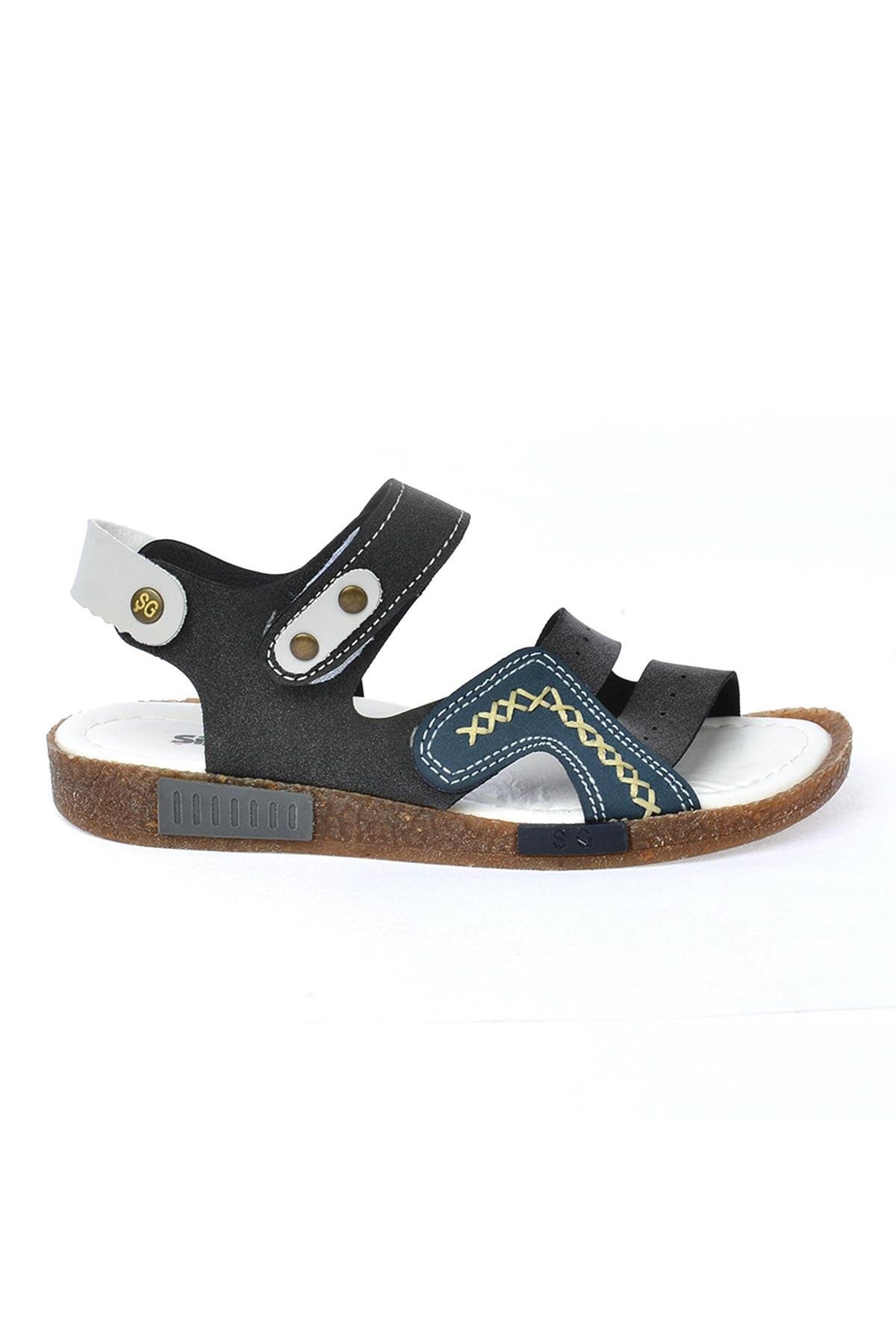 Ricky 2498-07 Erkek Çocuk Sandalet Terlik Antrasit - Lacivert