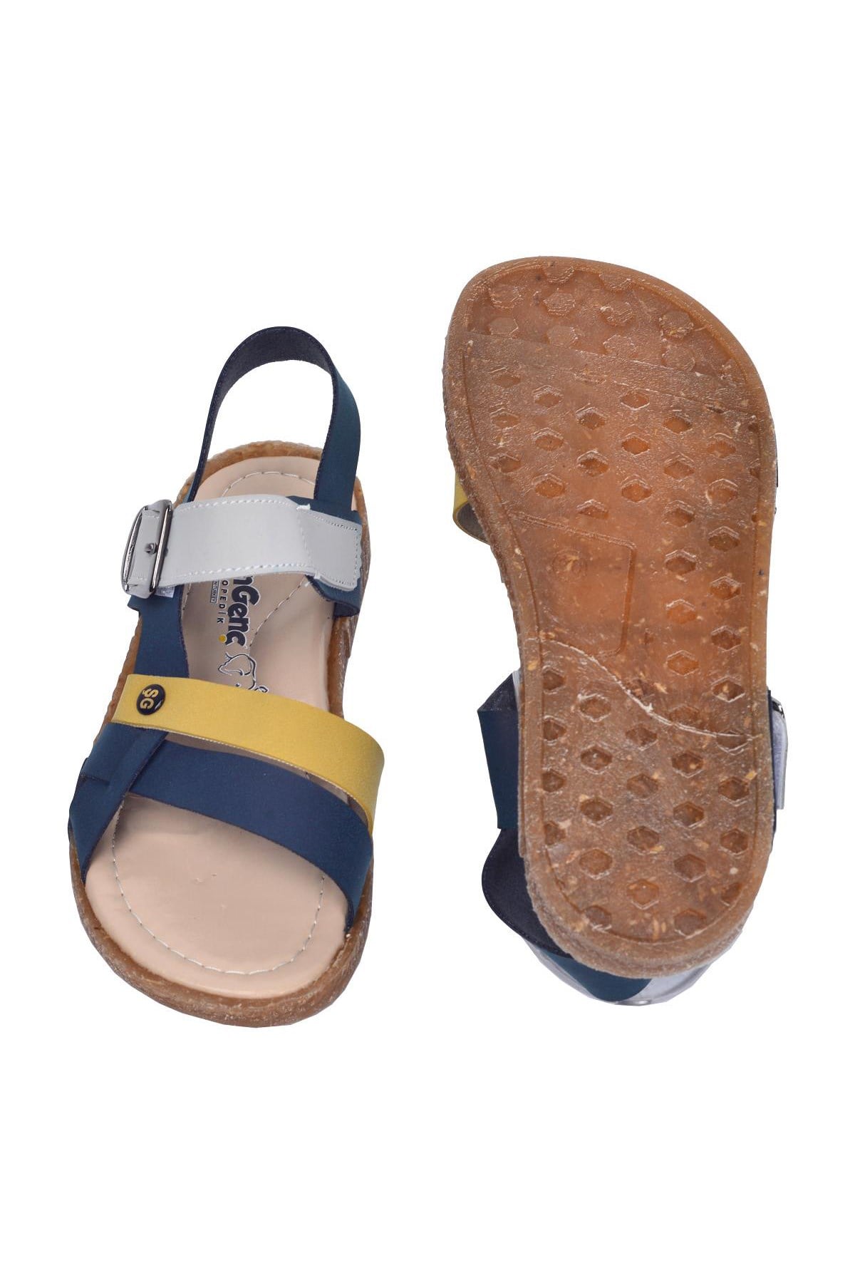 Ricky 2517-26 Erkek Çocuk Sandalet Terlik Lacivert - Sarı