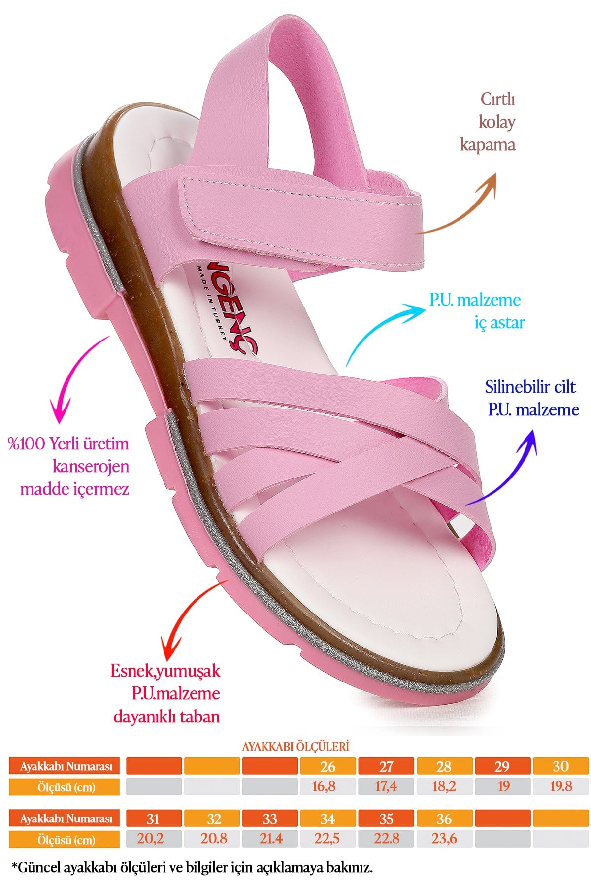 Ricky 2722-27 Kız Çocuk Sandalet Terlik Pembe