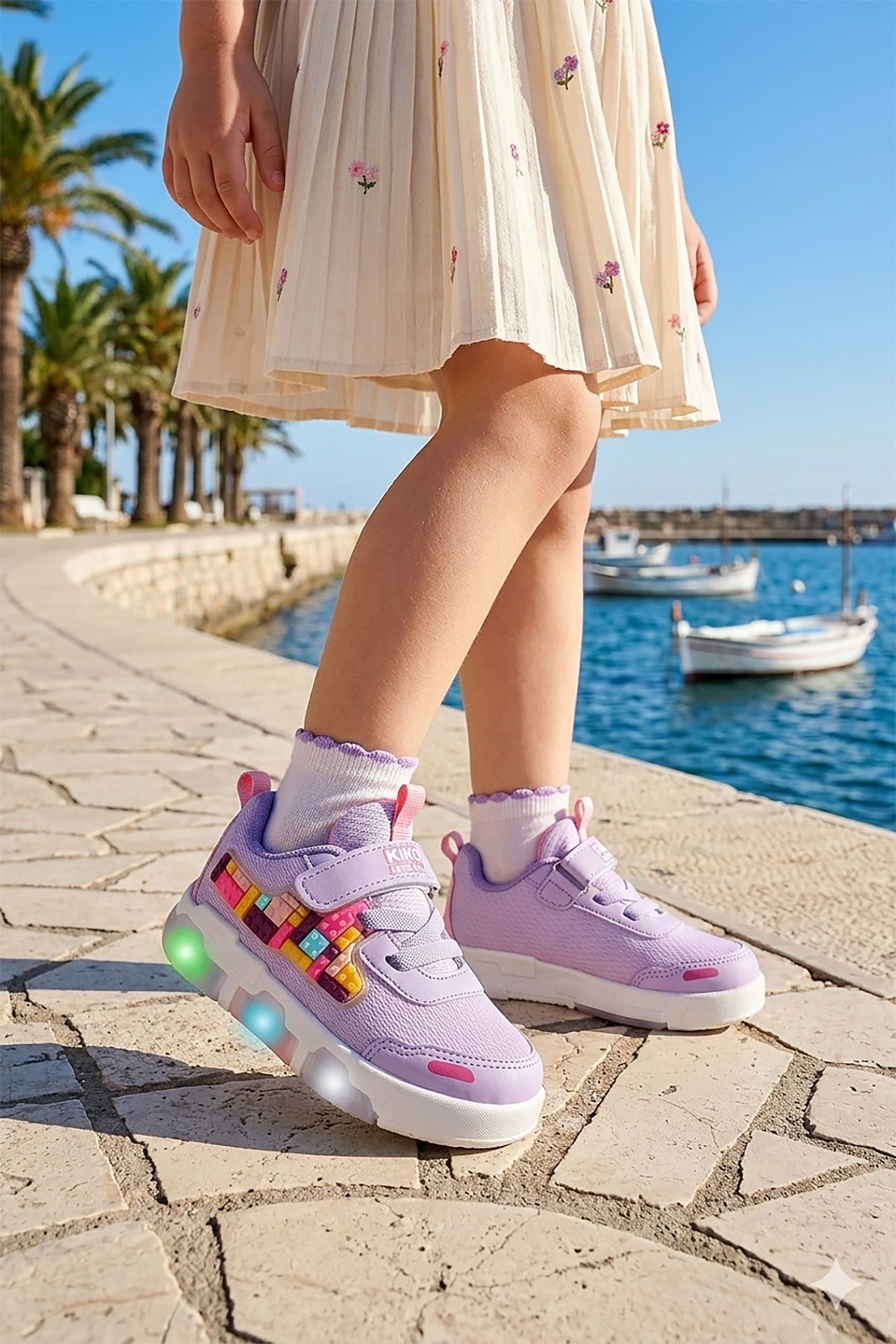Scarpe Cırtlı Işıklı Kız Bebek Spor Ayakkabı Lila
