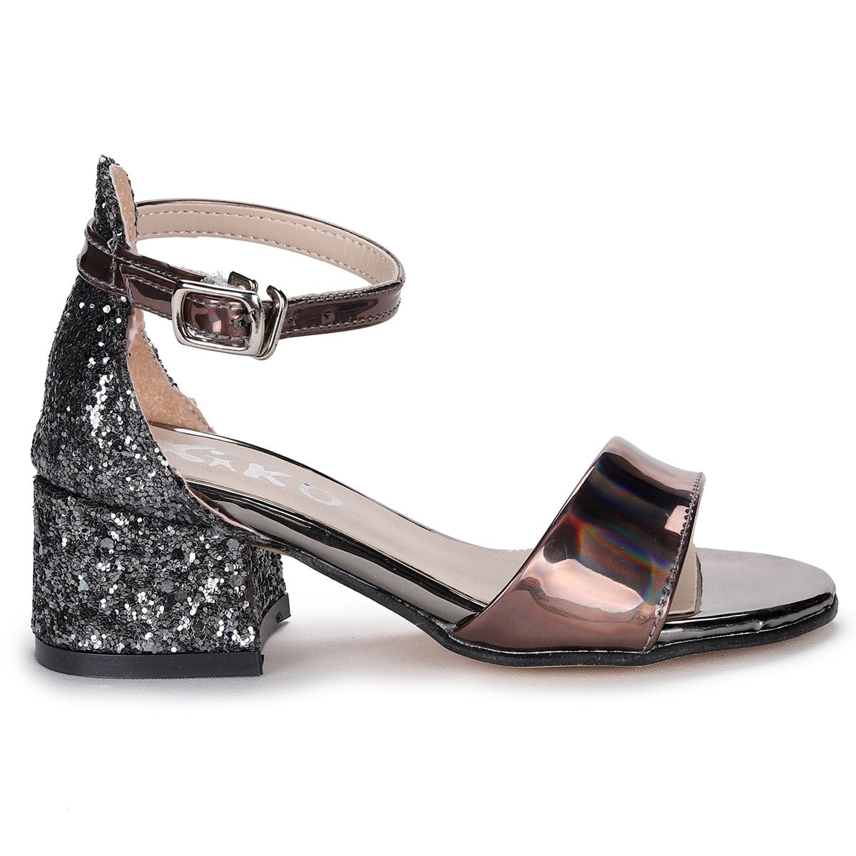 Sheila Ayna Çam Günlük Kız Çocuk 3 Cm Topuk Sandalet Ayakkabı Platin